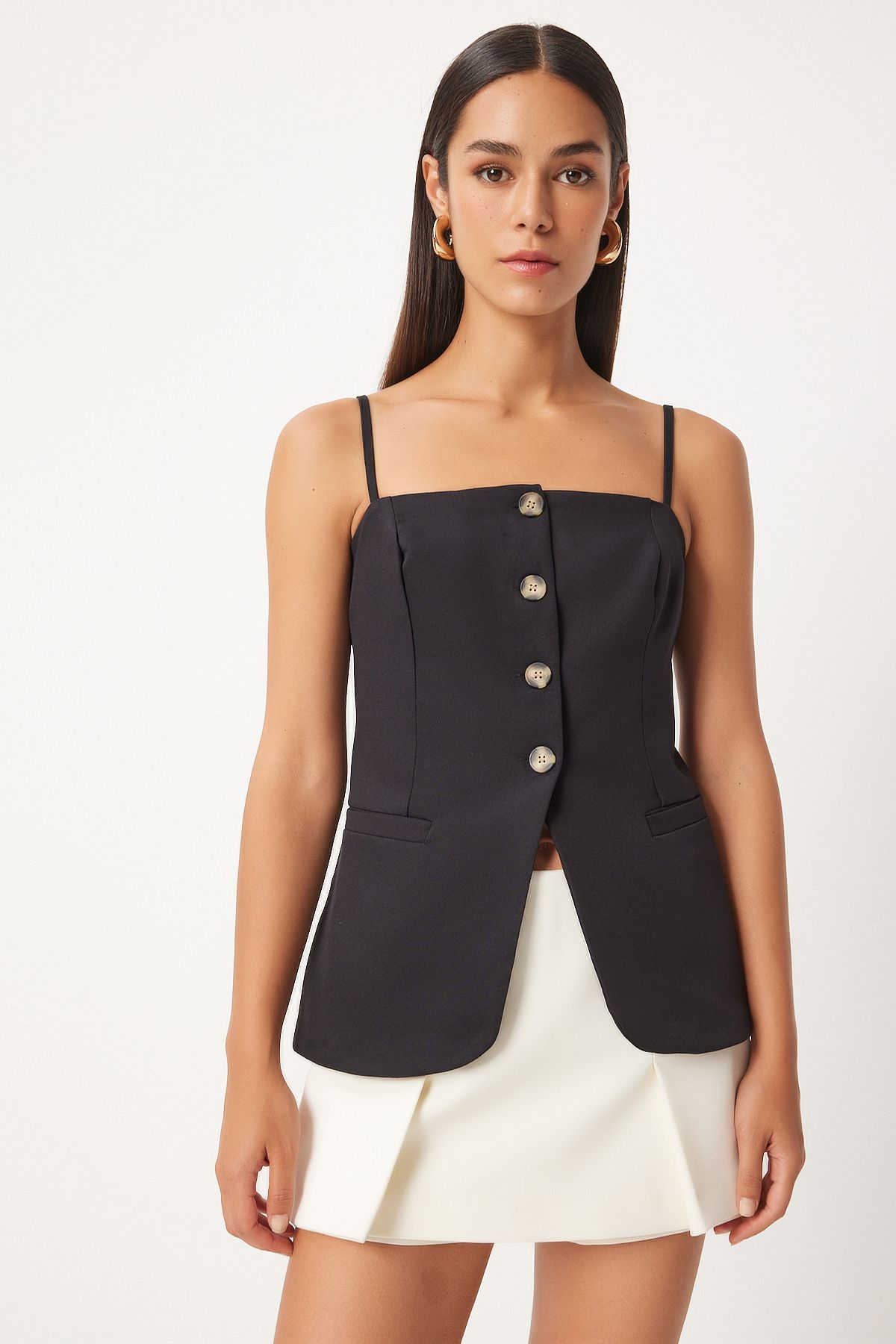 Woman Black Hanger Woven Vest Lv00003