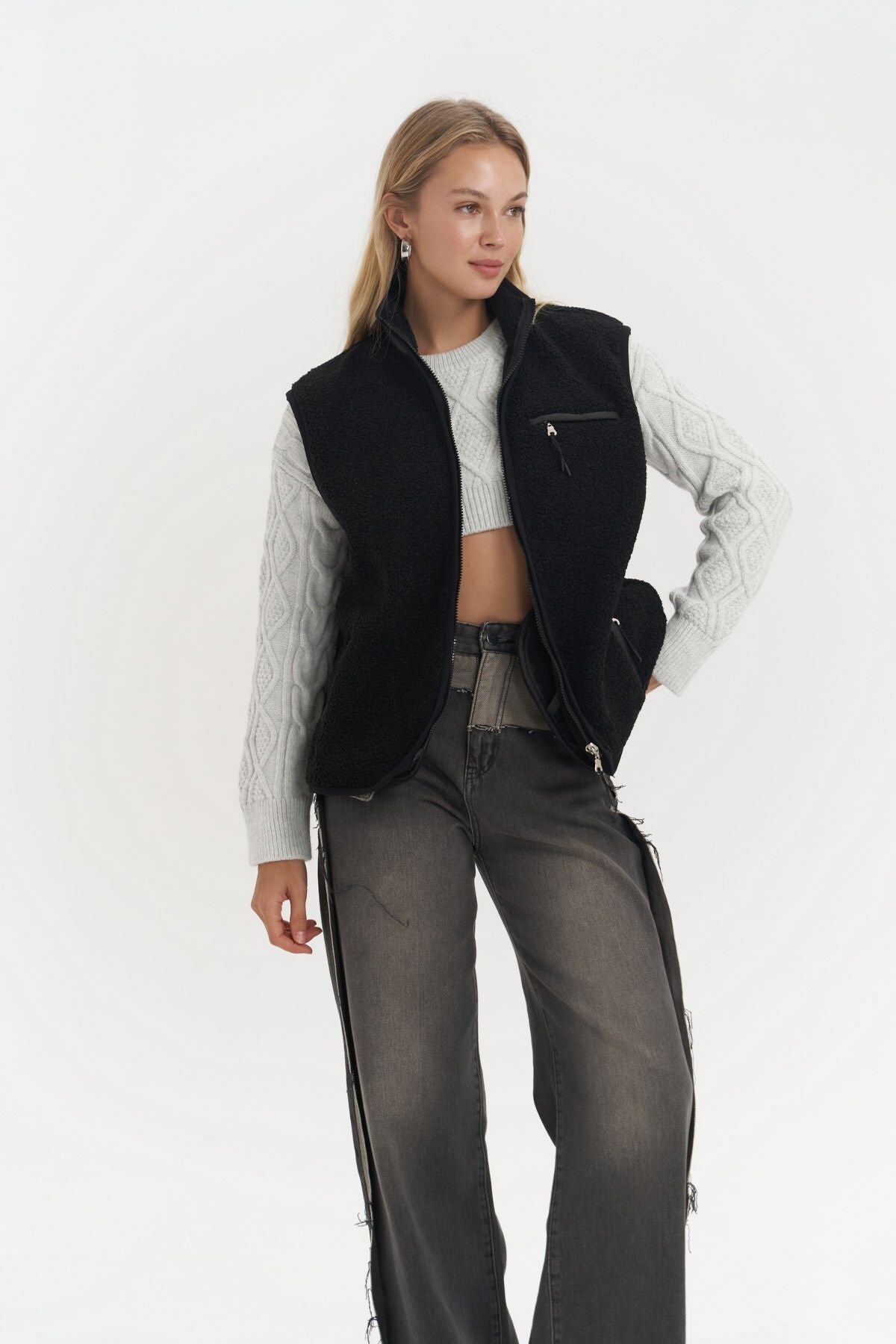 Alberg black shabby Teddy Vest