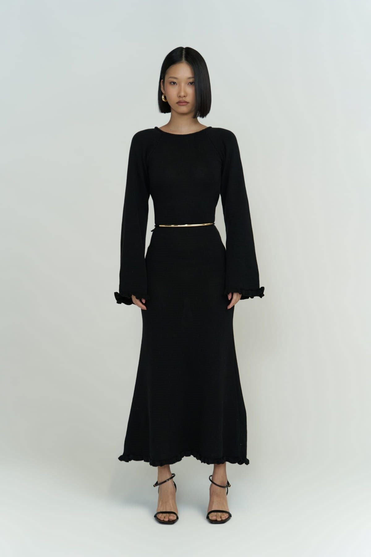 Angela Back Décollette Black Knitwear Dress