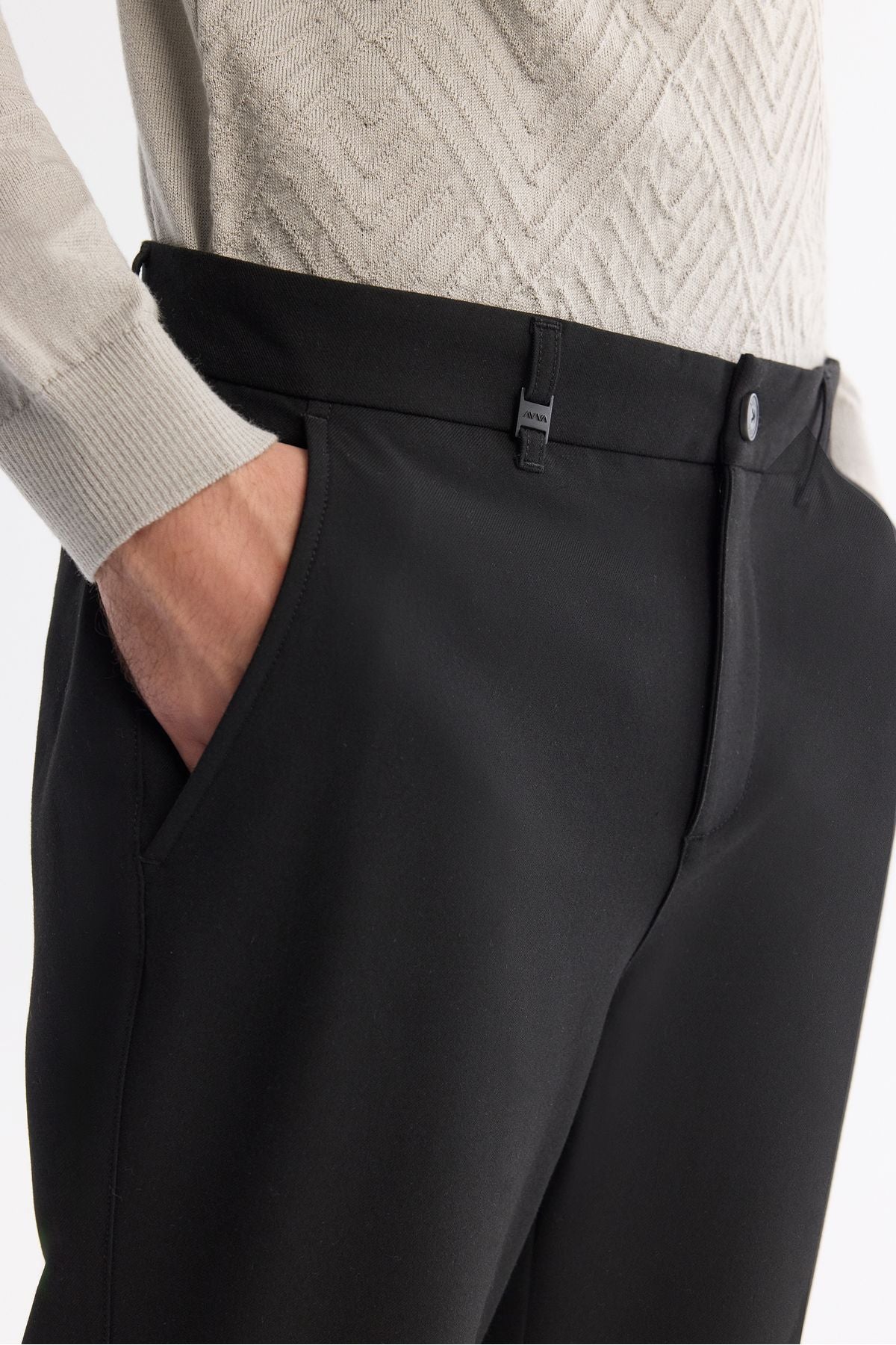 Men's black classic waist soft button Chino Pants B003035