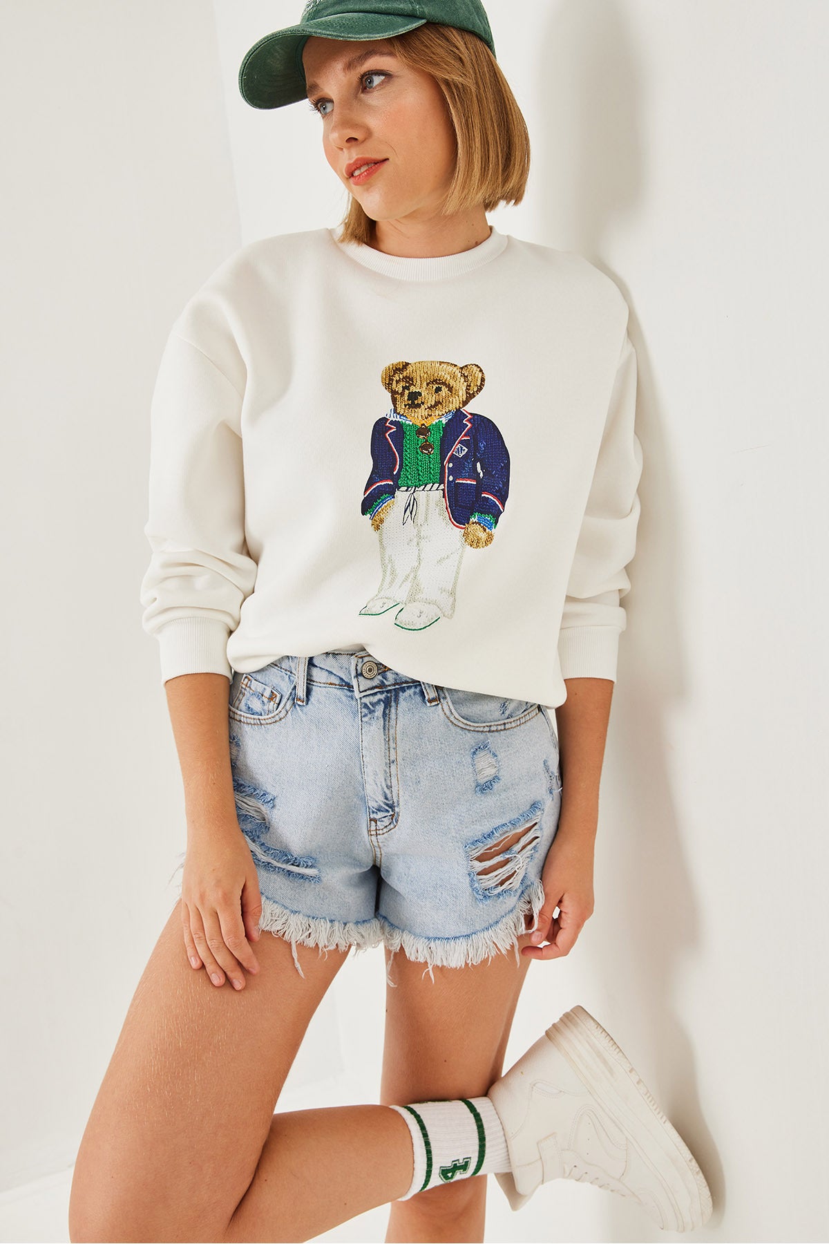 Women's Three Thread Raised Printed Sweatshirt 55447 60351120