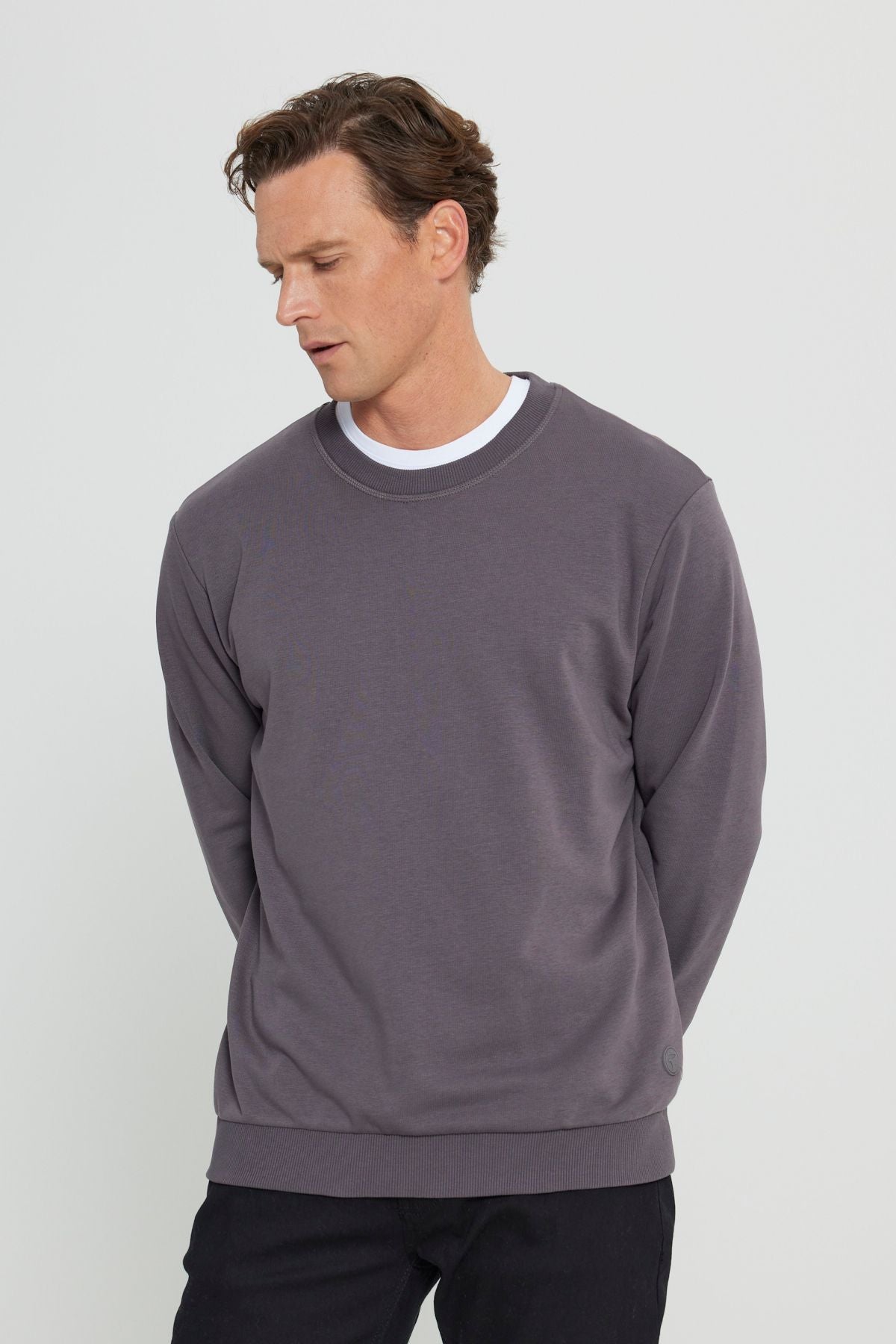 Men's Dark Gray Standard Fit Normal Cut Normal Cycling Bike 3 IP Cotton Sweatshirt
