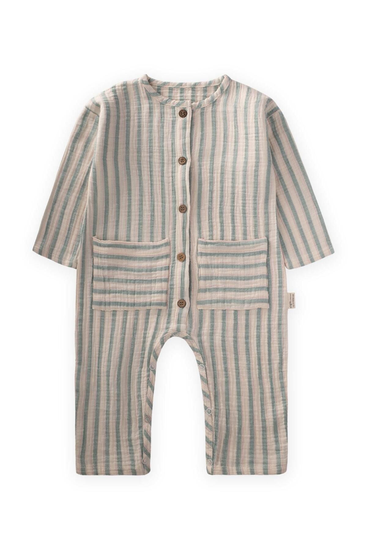 ORGANIC striped seasonal Muslin Tulum 0-3 Age Mint Striped