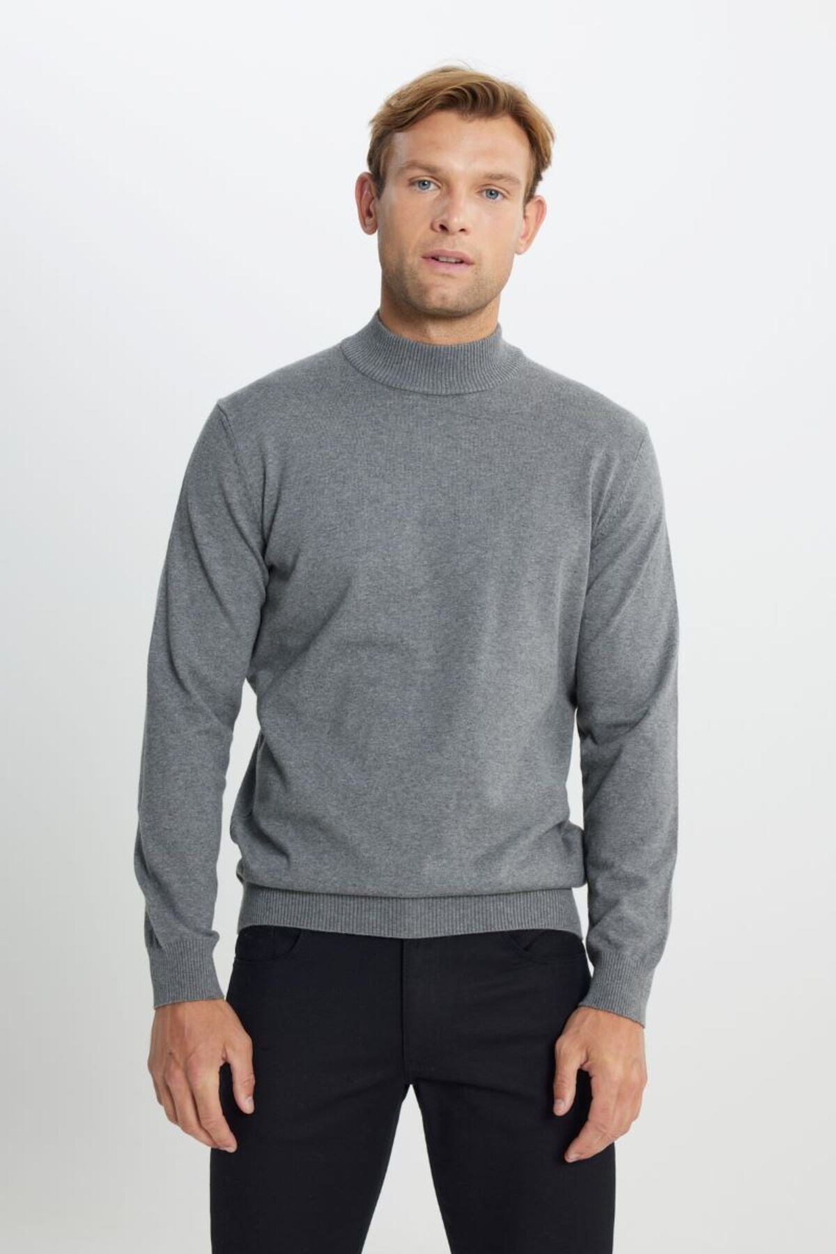 Cotton Standard Fit Normal Cut HALF FISHER YAKA KNIT