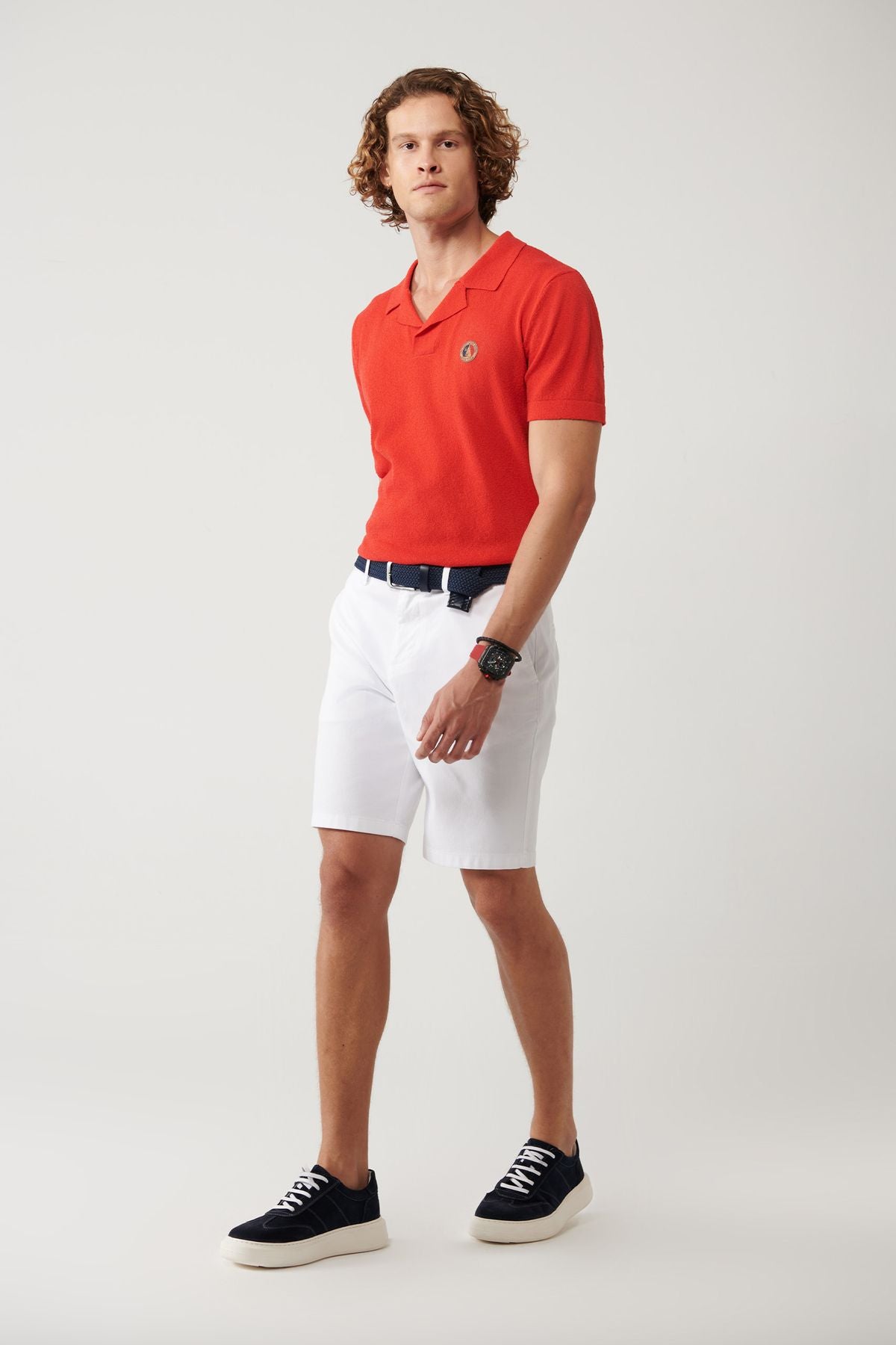 Men's white flexible patara chino canvas shorts B003730