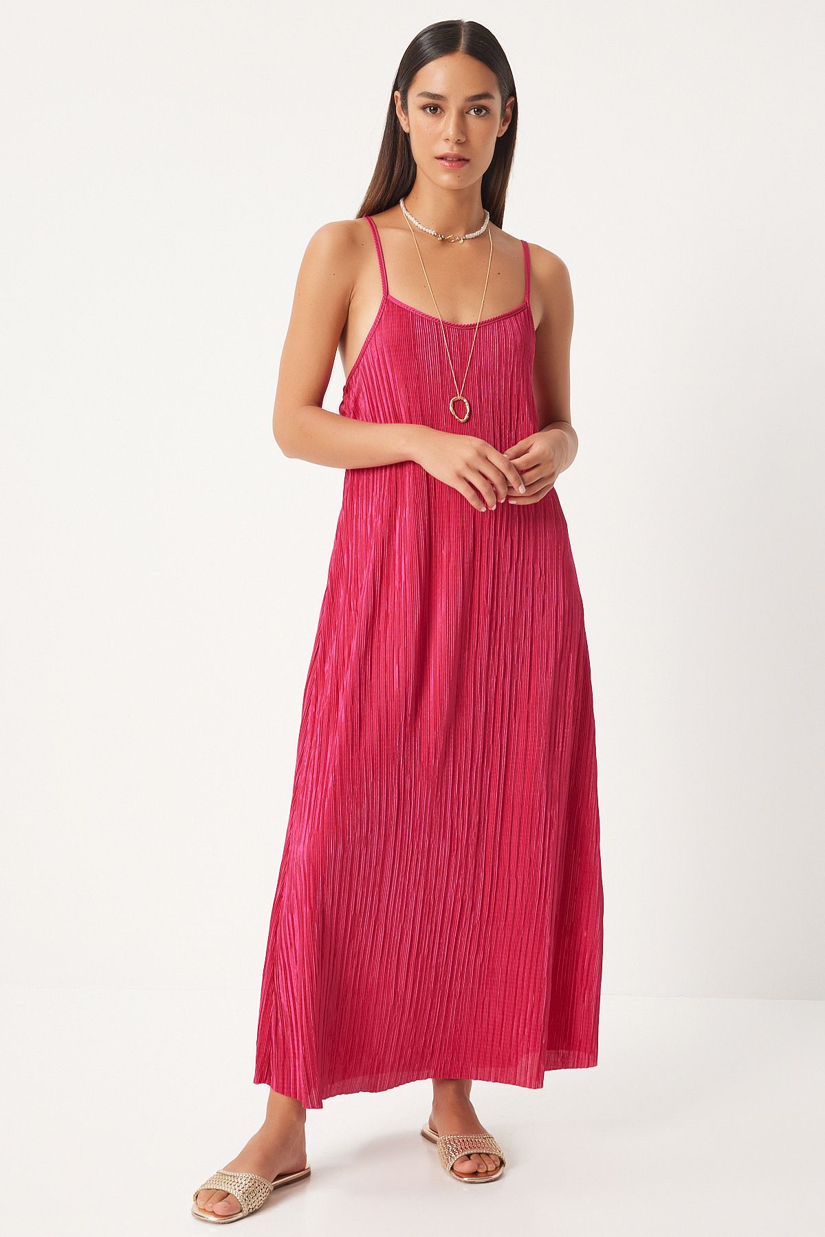 Woman Dark Pink Hanger Polis Summer Casual Knitting Dress FN03201