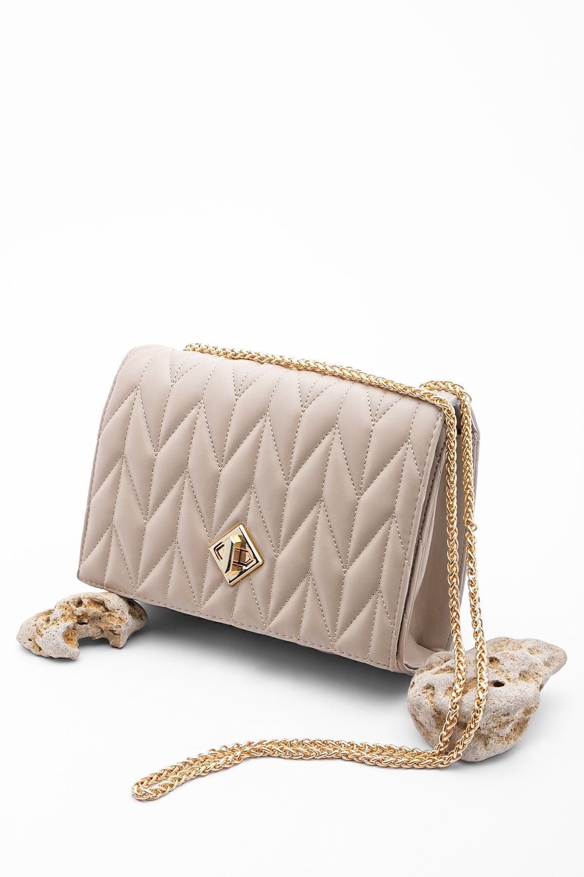 Woman gold -colored chain shoulder bag Delbin mink