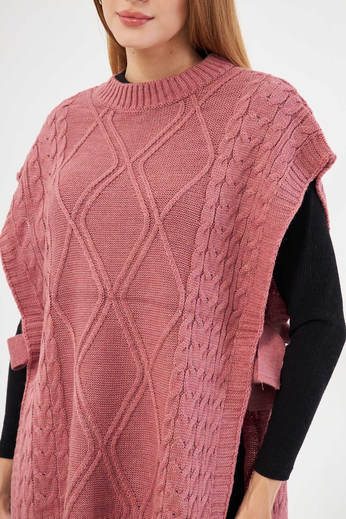 Women's Rose Drying Coming Detailed Oversiz Knitwear Süveter Arm-25k069005