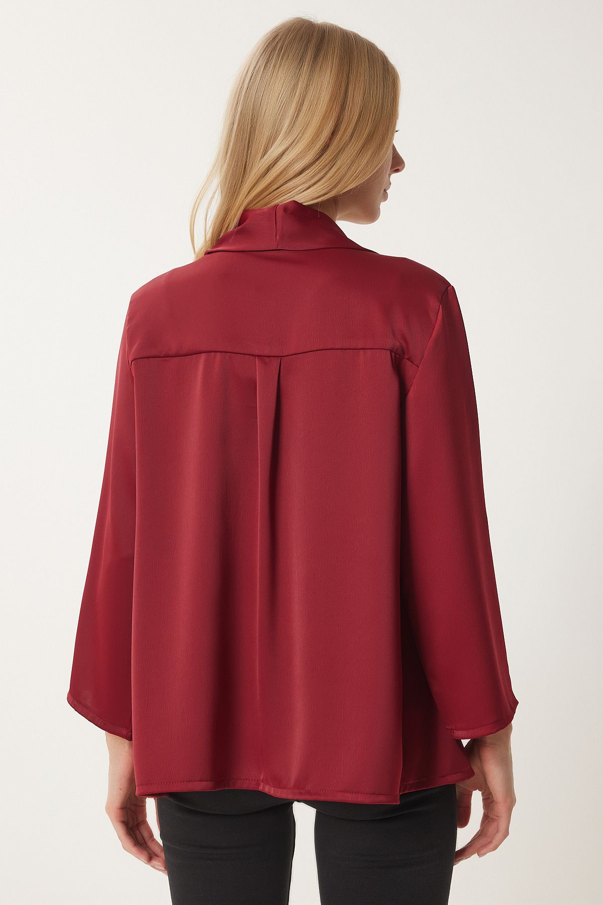 Female Bordeaux Shawl Neck Set Satin Surface Jacket MC00291