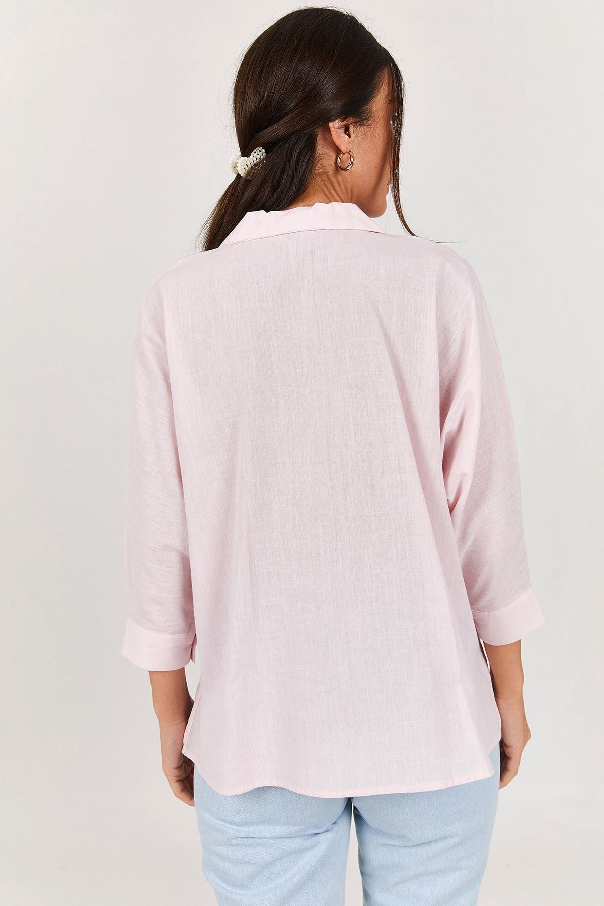 Female powder pocket shabby linen shirt ARM-21Y001035