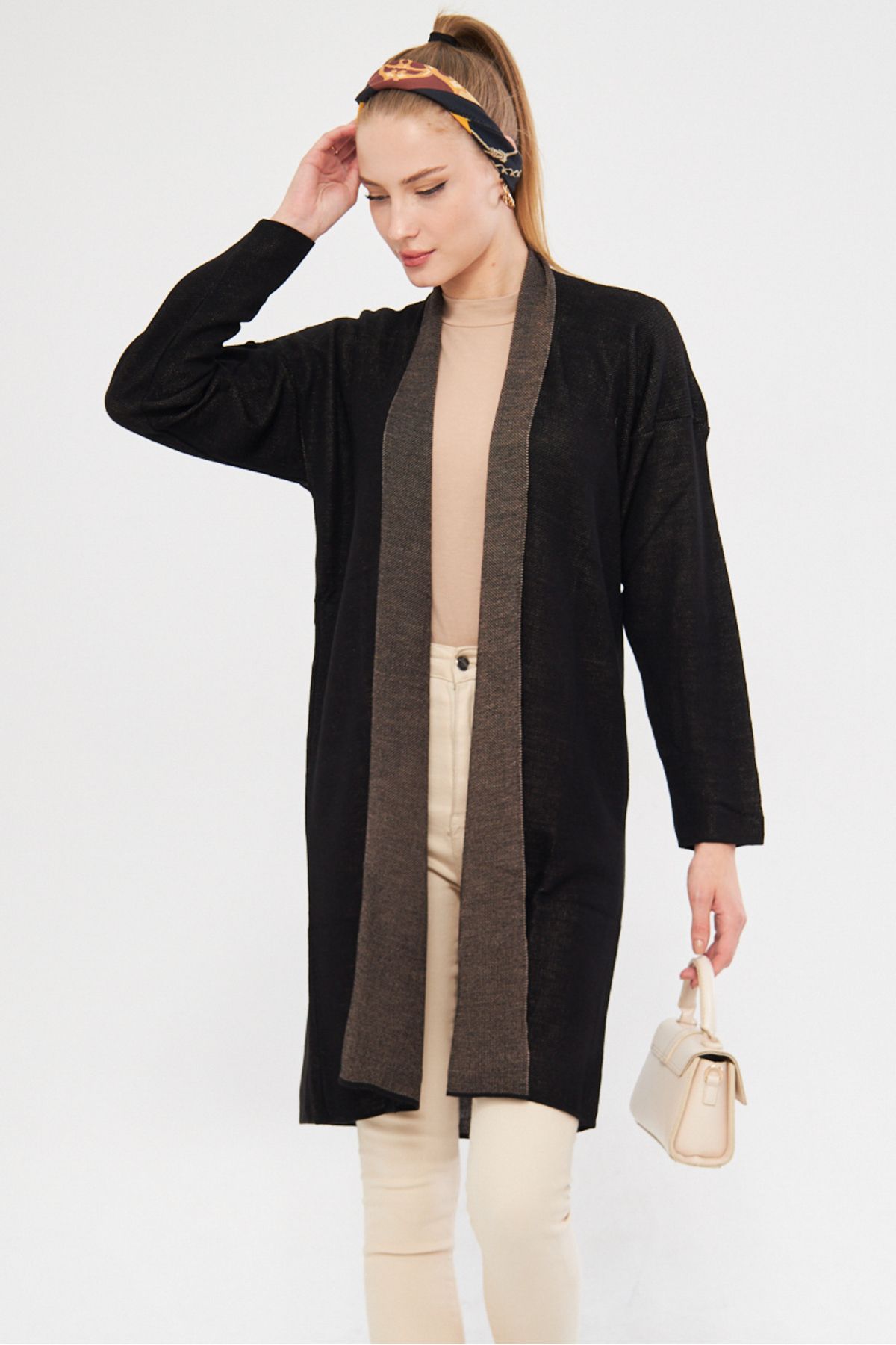 WOMEN BLACK LONG LONG ARM FINE TRICO Cardigan ARM-25K012009