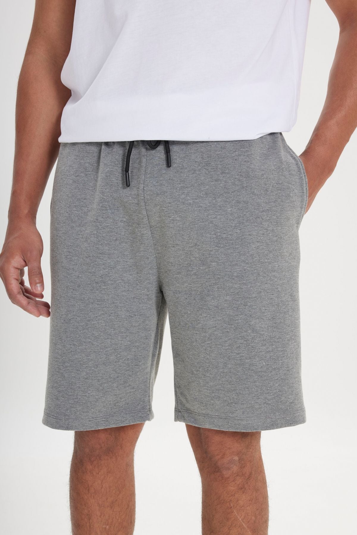 Men's Gray Standard Fit Daily Casual Sports Knitting Shorts