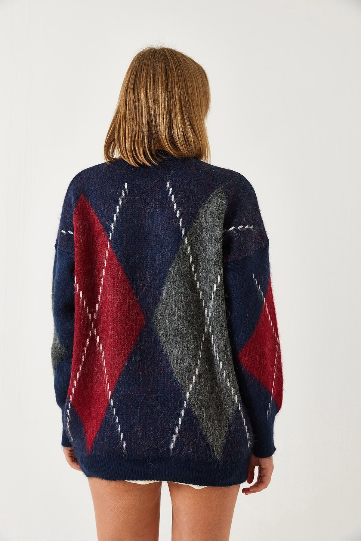 Woman Baklava Patterned Oversize Knitwear Kazakh 60351284
