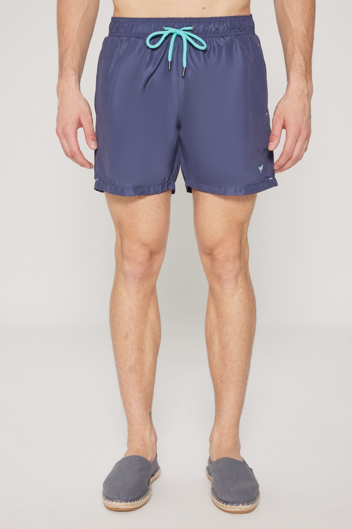 Men's Navy Blue Standard Fit Normal Cutting Fast Edge Side Patterned Sea Short Ma from Swimce