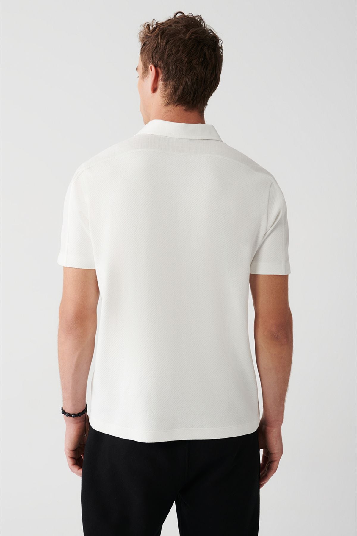 Men's White 100 %Cotton Polo Yaka T-Shirt A31y1021