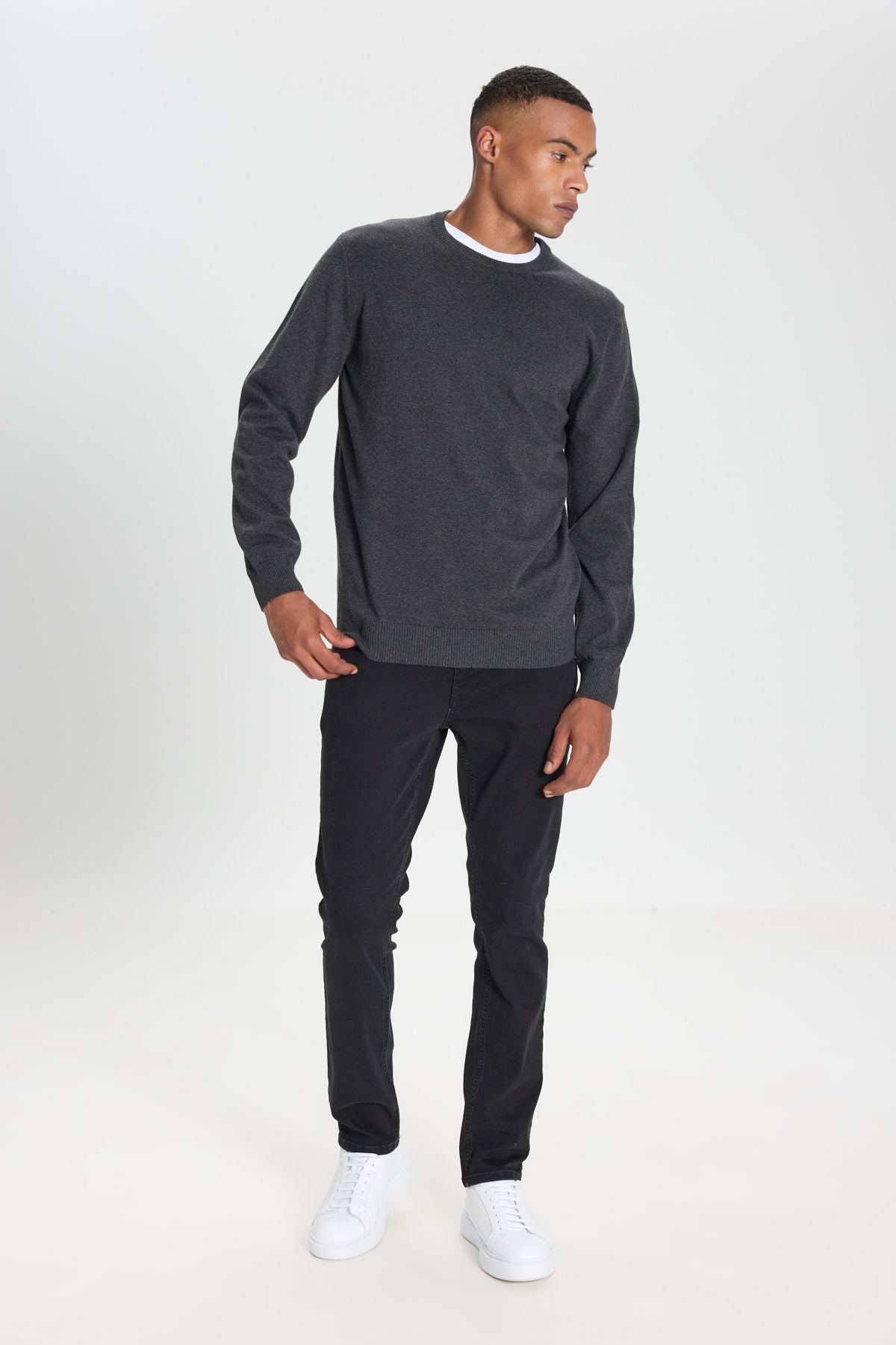 Men's anthracit-melanj cotton standard fit Normal Cut Normal Cycling Cyclos Knitwear Sweater