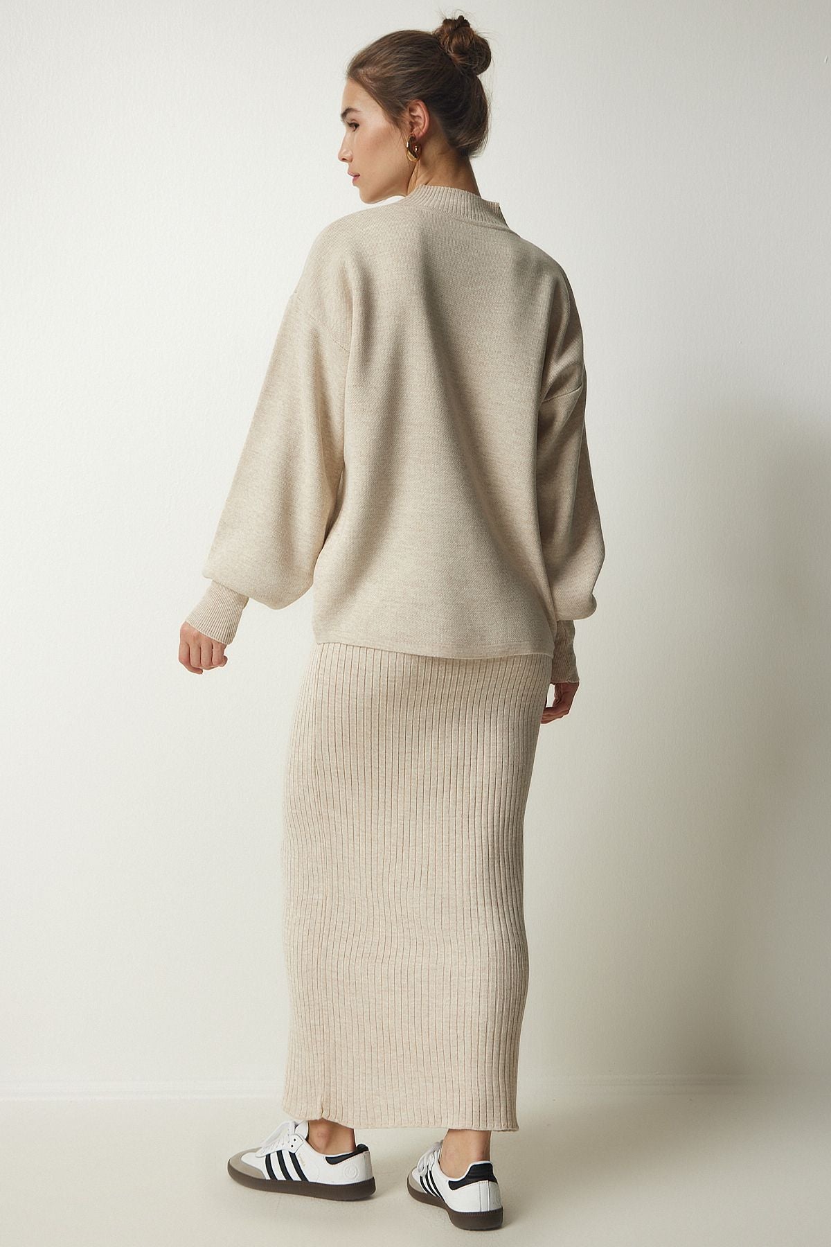 Female Beige Wick Knitwear Sweater Dress KG00006