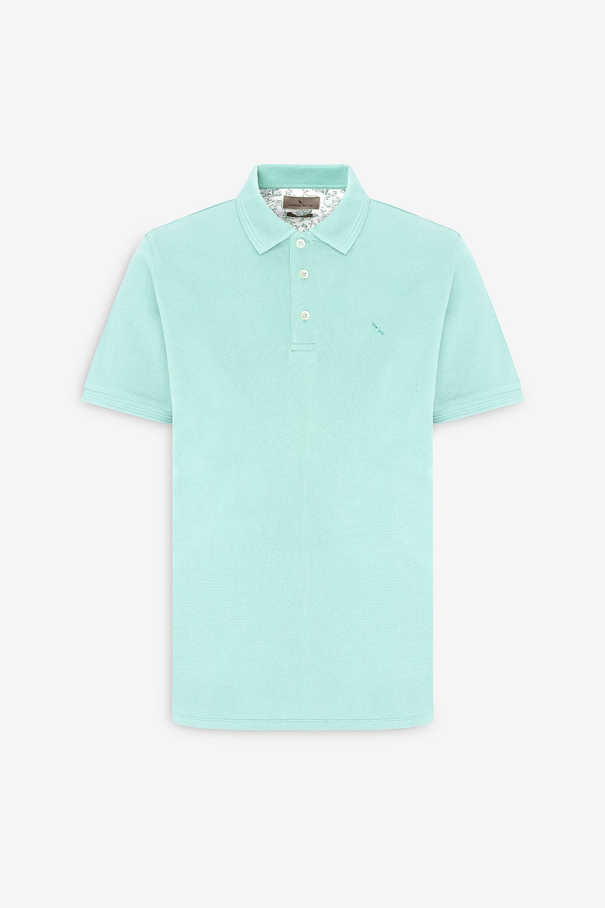 Men's Mint Slim Fit Night Cut Polo Yaka 100 %Cotton Short Sleeve T -shirt