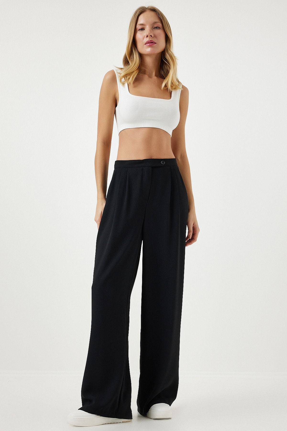 Female black seasonal weaving shirt palazzo pants set RV00174