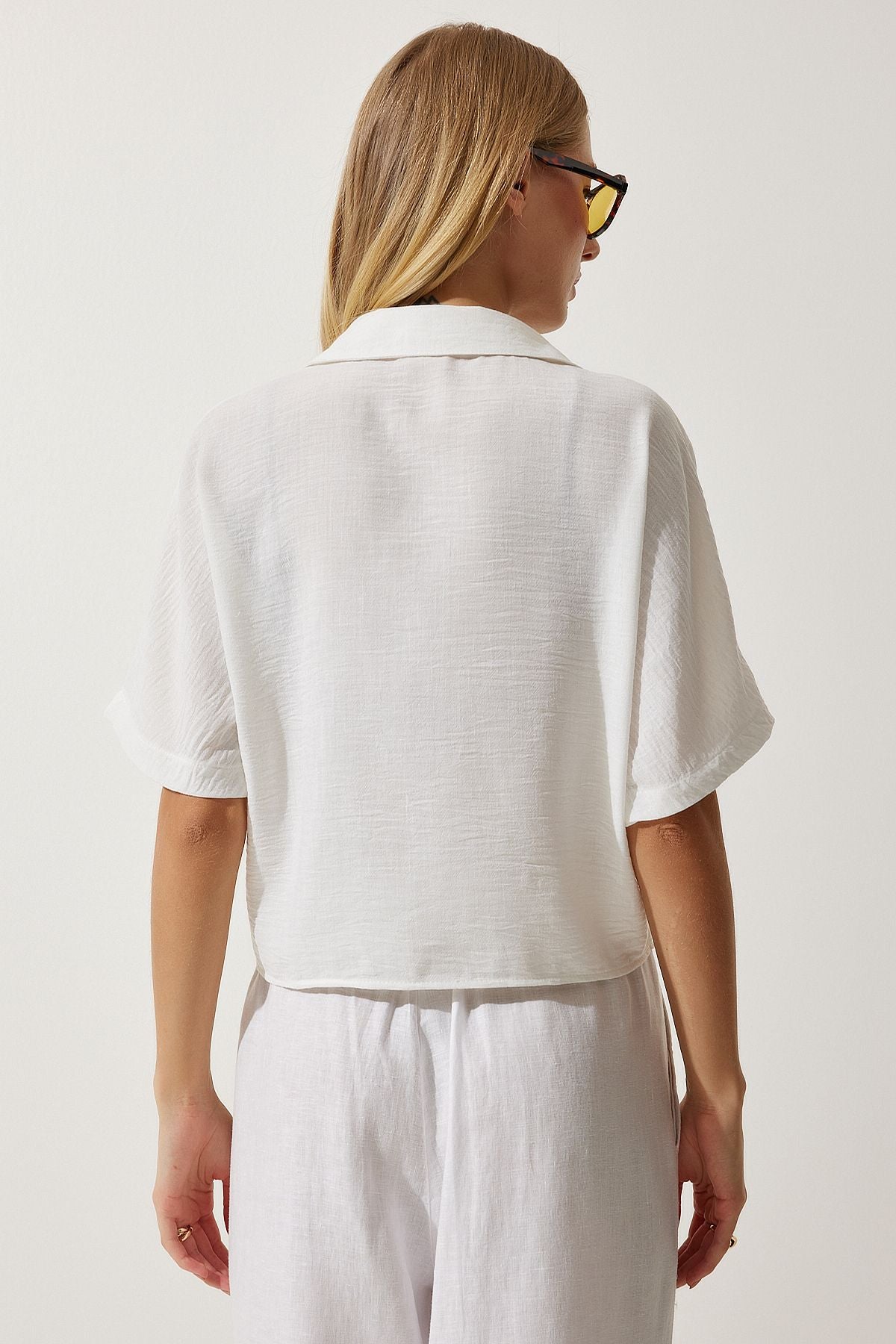 WOMEN WHITE CONNECTION DETAILED FLY BLUZ MX00151