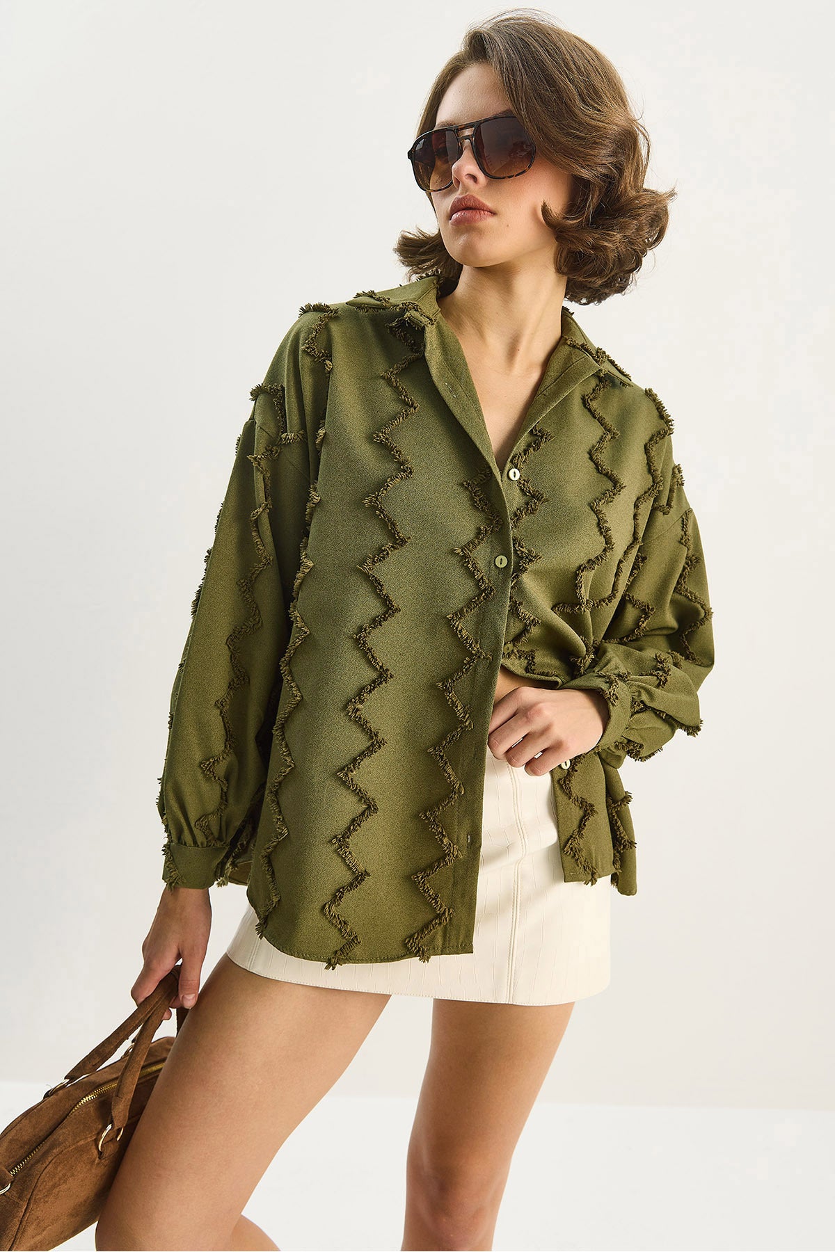Women's Zigzag Tasseled Oversize Shirt 2147 60283638