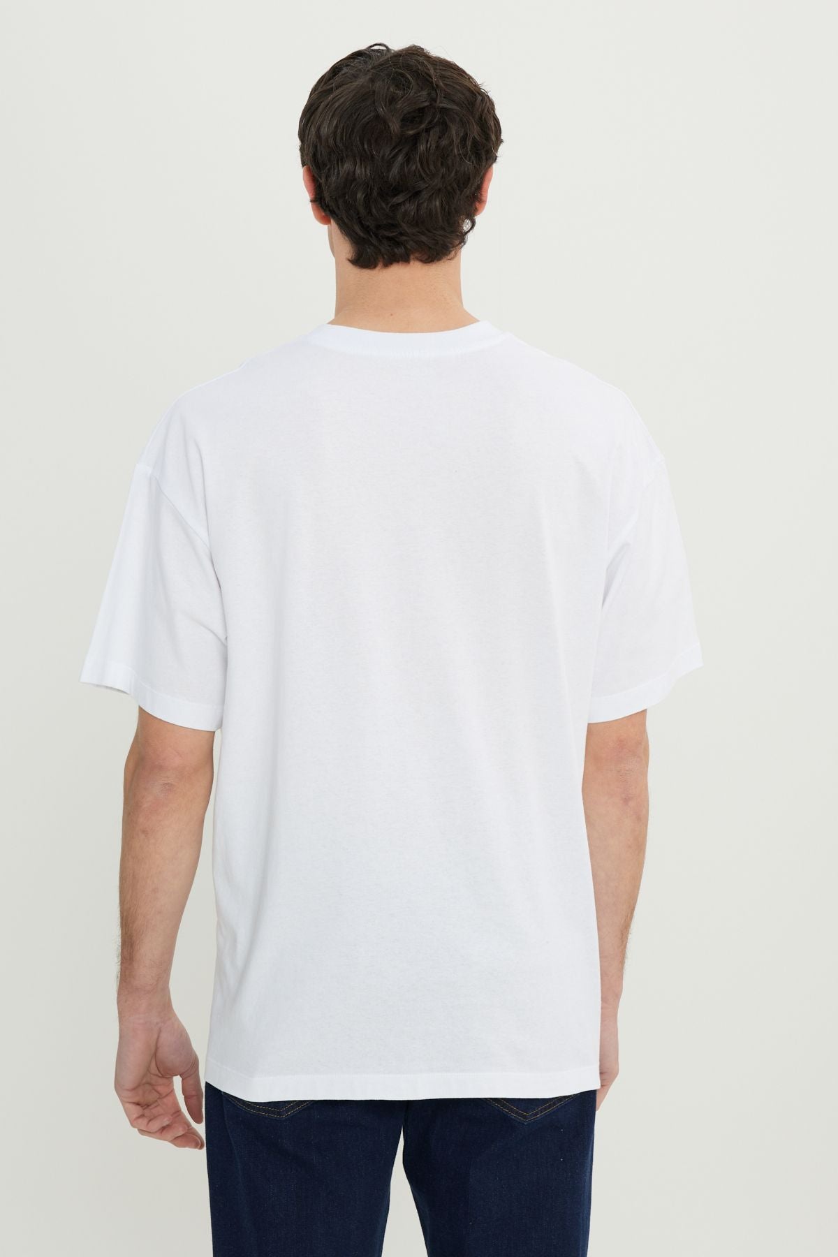 Men's White 100 %Cotton Oversizle Fit Casual Cut Bicycle Printed T -shirt
