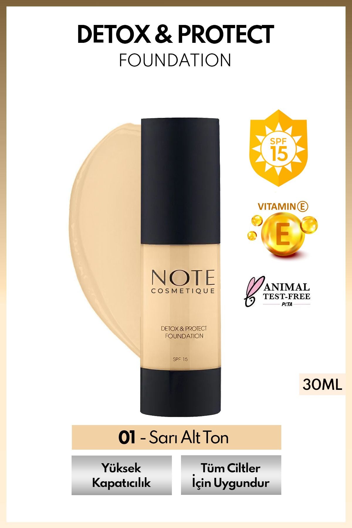 Detox & Protect Foundation SPF 15 Intensive Concealer Satin Foundation Foundation - 01 Beige