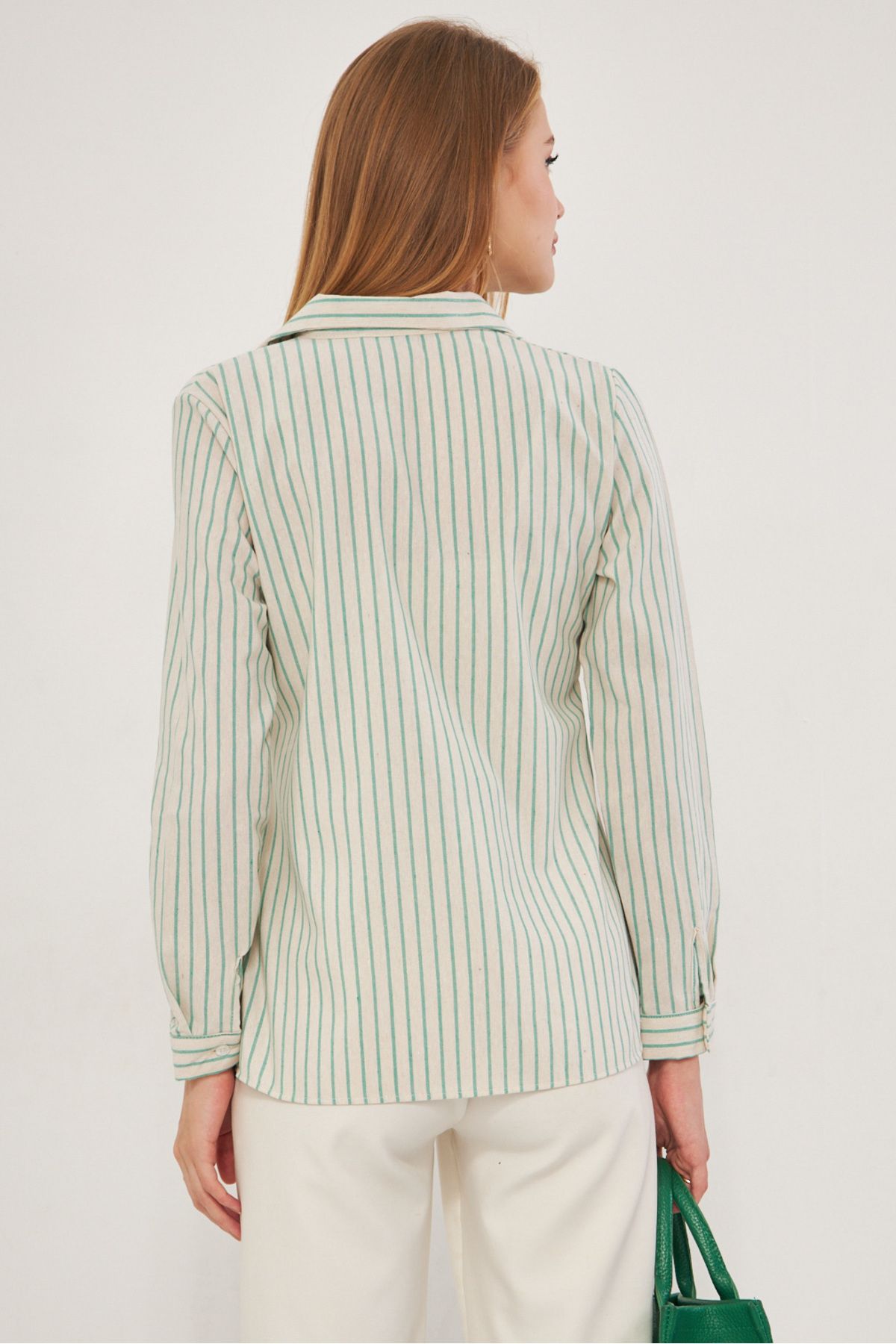 Women's Green Patterned Long Sleeve Shirt ARM-25K001040