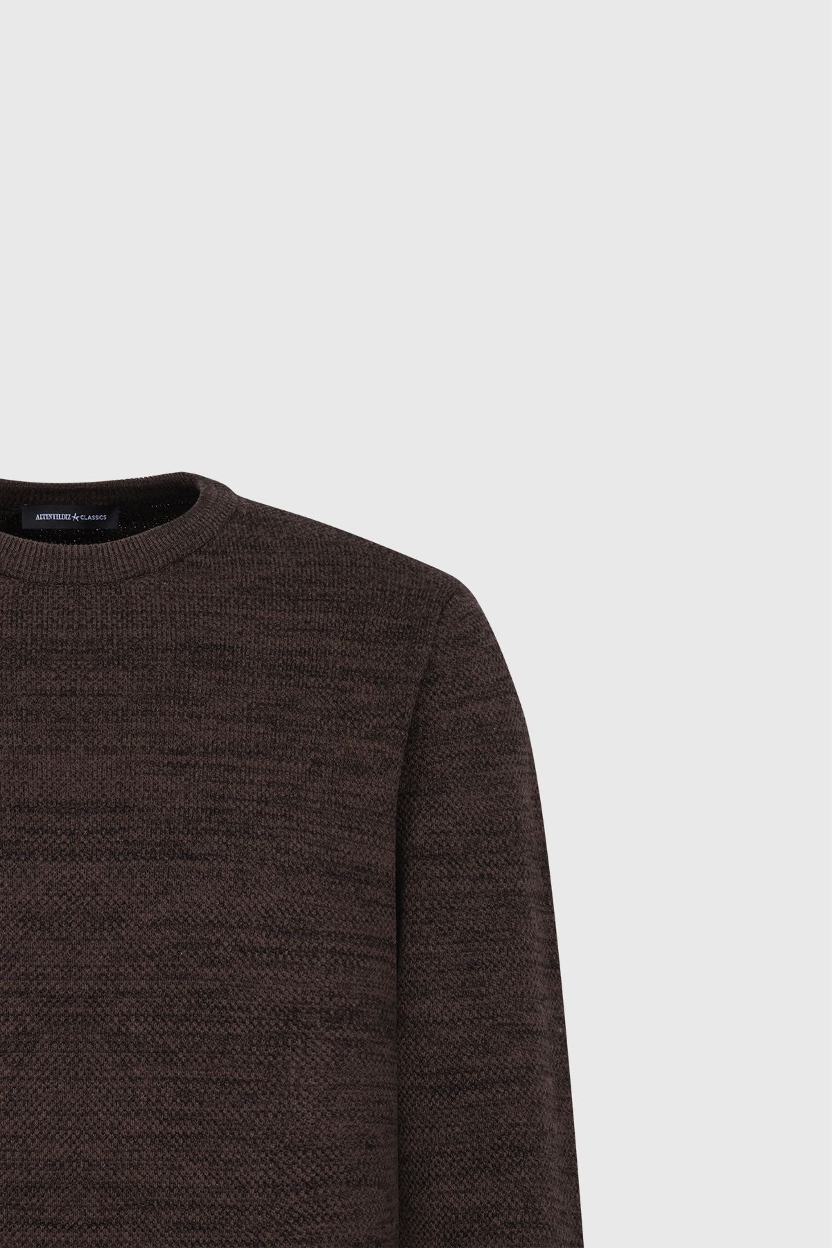 Men's black - coffee standard fit bike collar pattern knitwear sweater
