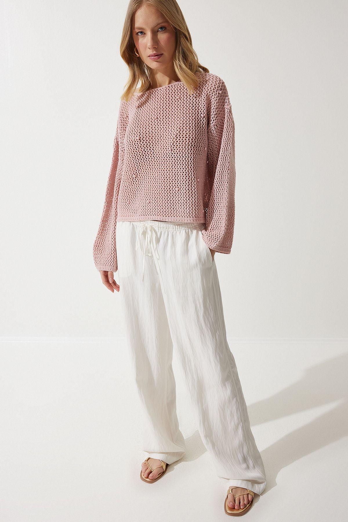 Female Powder Pearl Detailed Offer Mevsim Triko Sweater MW00146