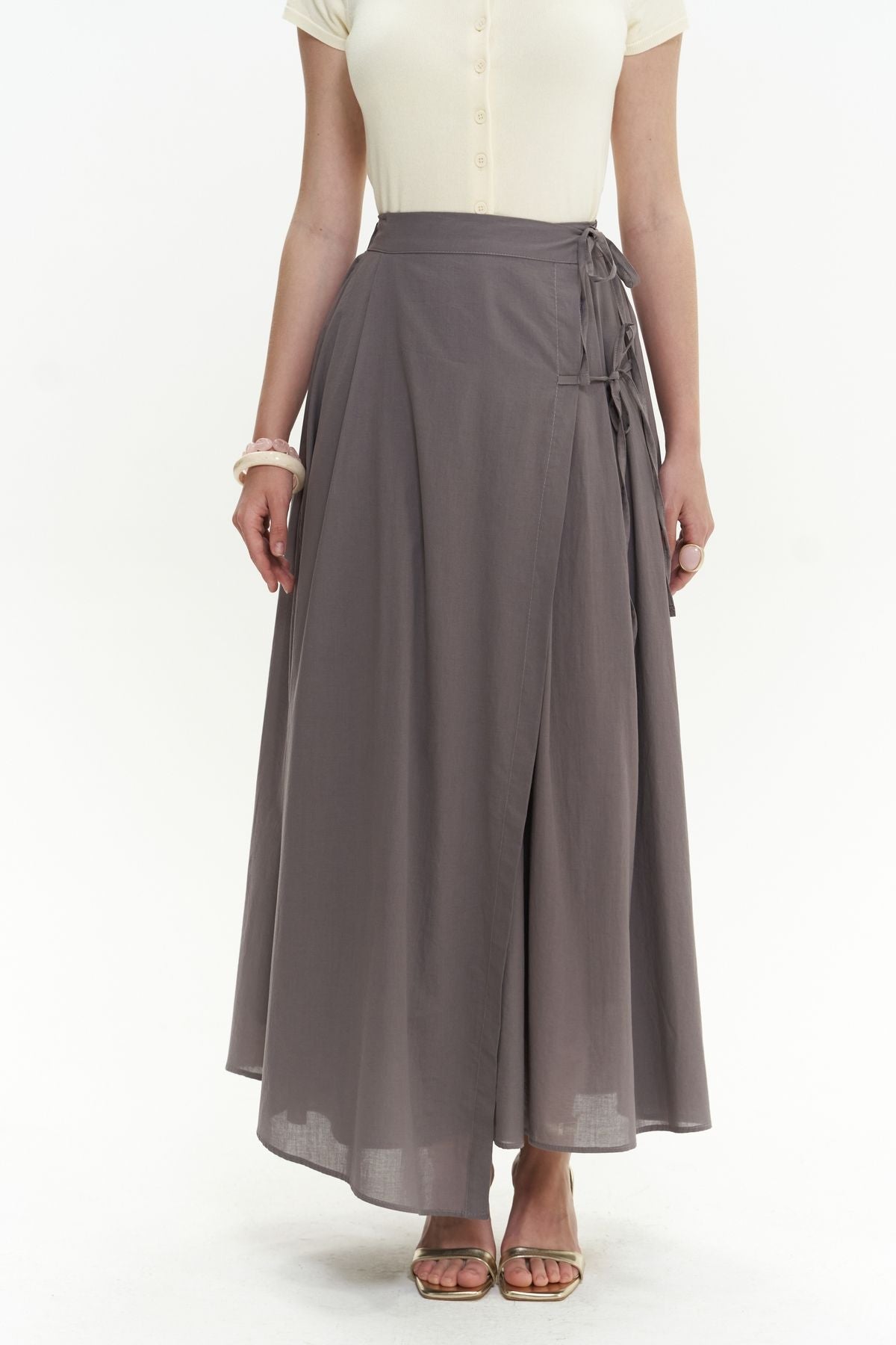 Aida Rope Detail Pleated Smoked Skirt