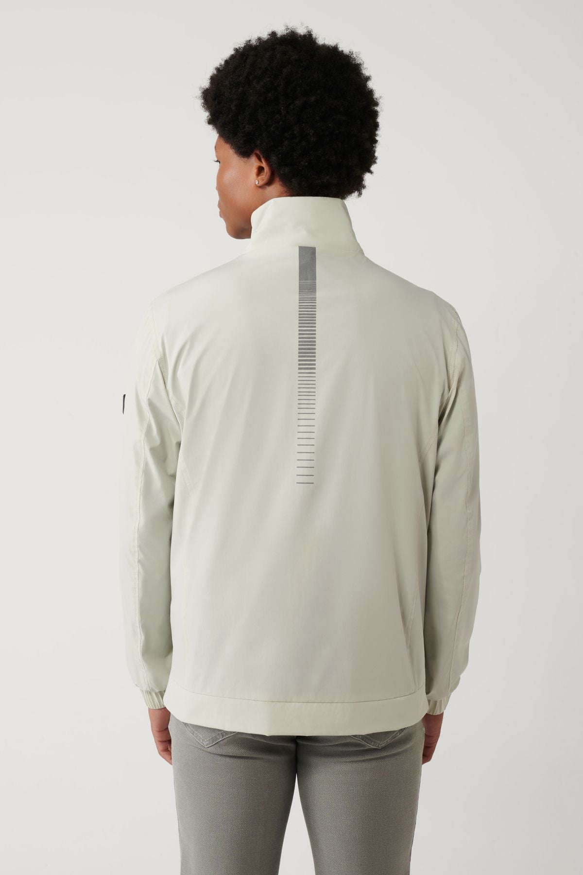 Men's Stone Ortak Neck Reflector Printed Flexible Water Protector Bi Stretch Ince Mont A41y6023