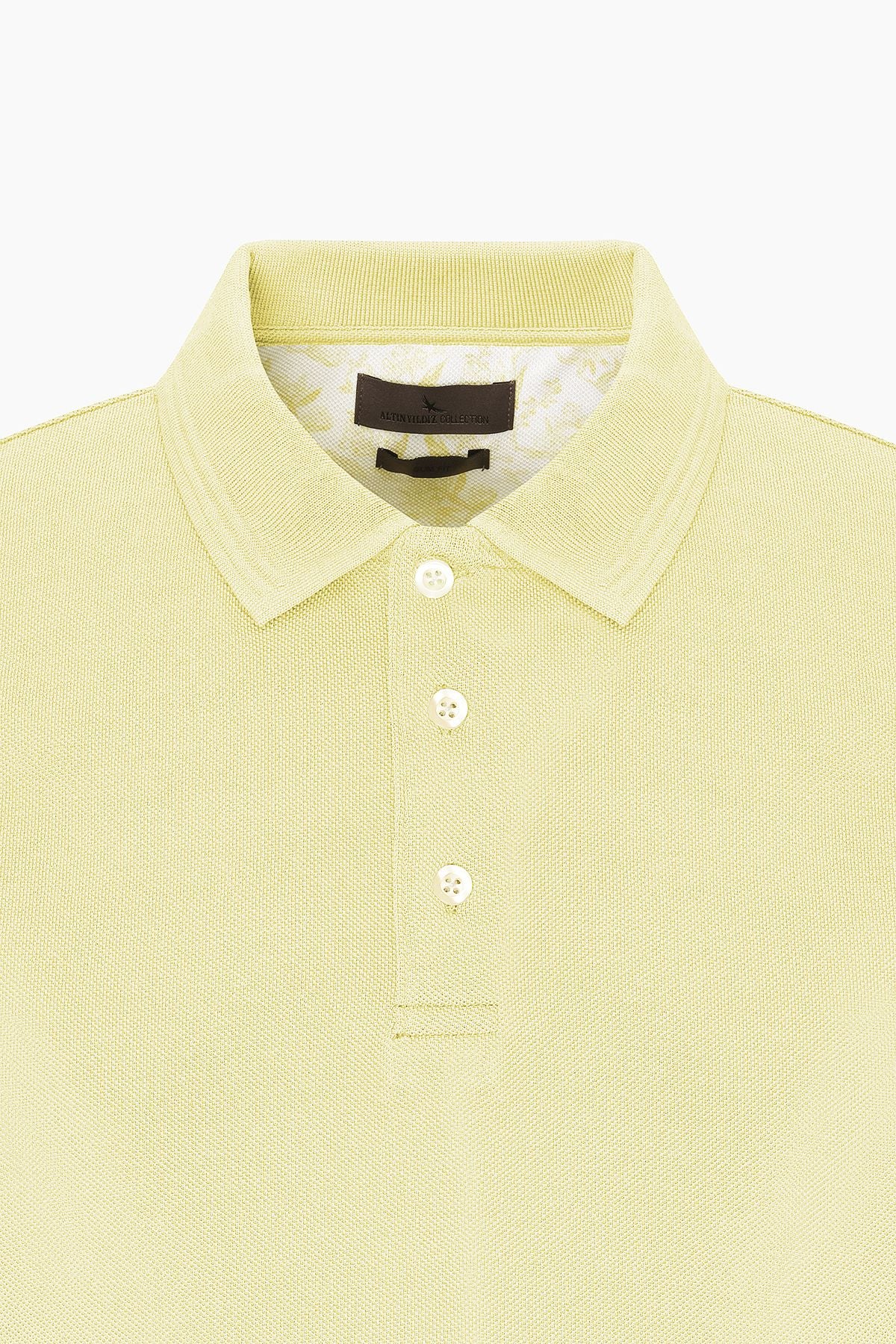 Men's yellow slim fit narrow cut polo collar 100 %cotton short sleeve t -shirt