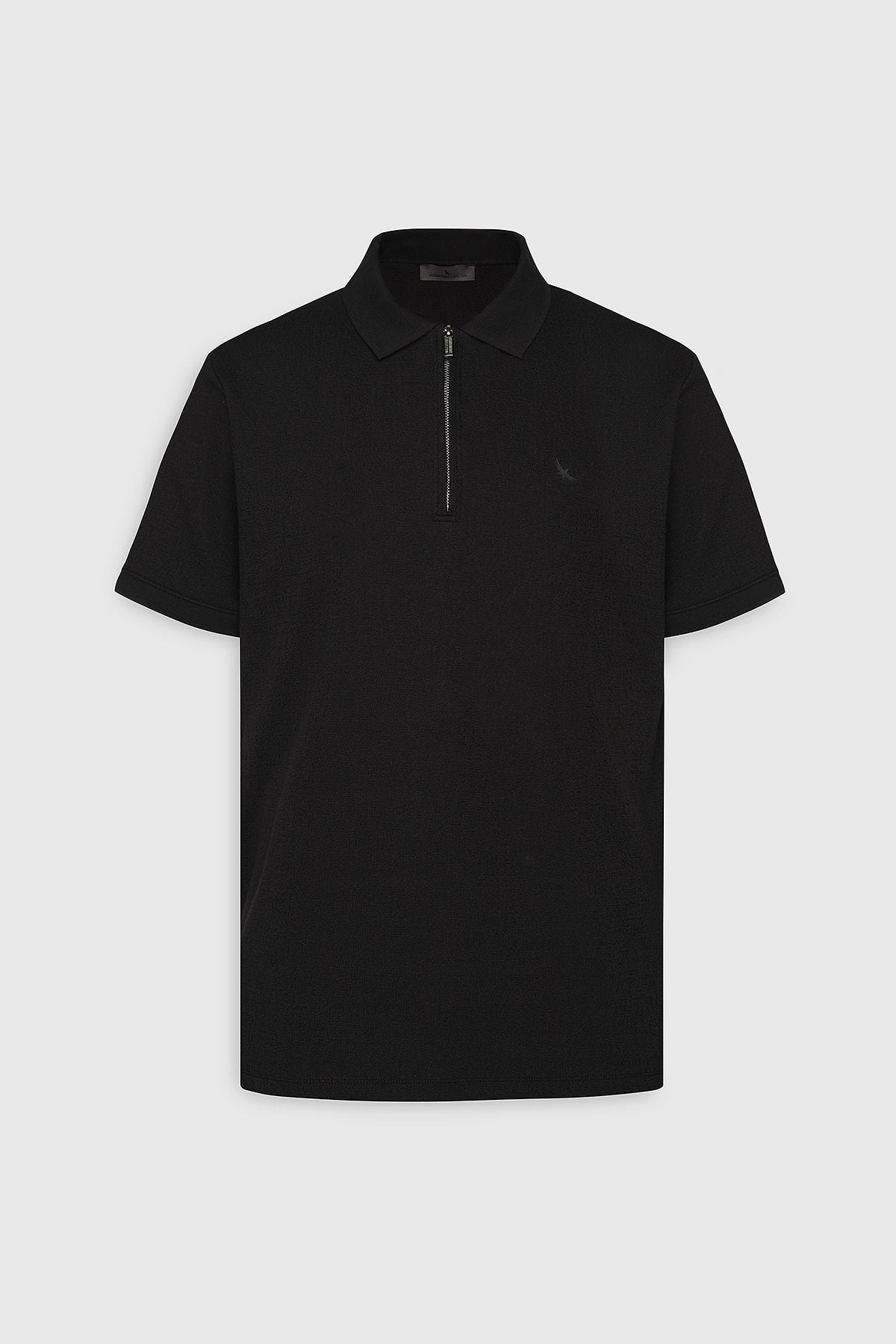 Men's black slim fit narrow cut cotton polo collar t -shirt