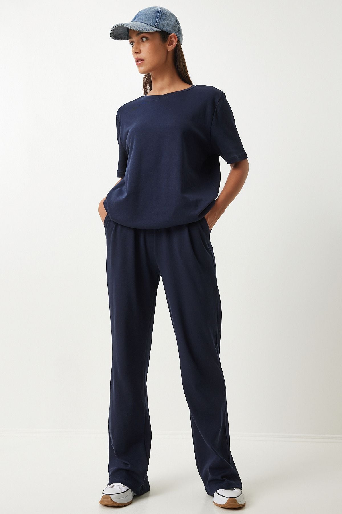 Women's Navy T-shirt tracksuit team FN03215