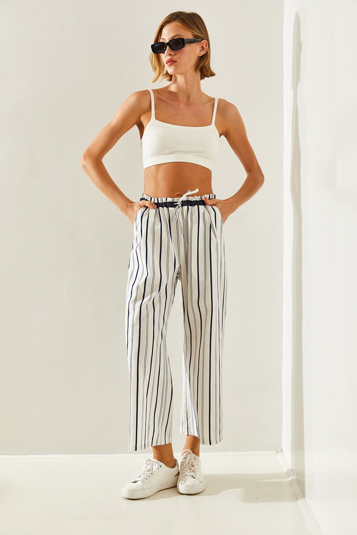 Striped tire -linked palazzo pants 60251355