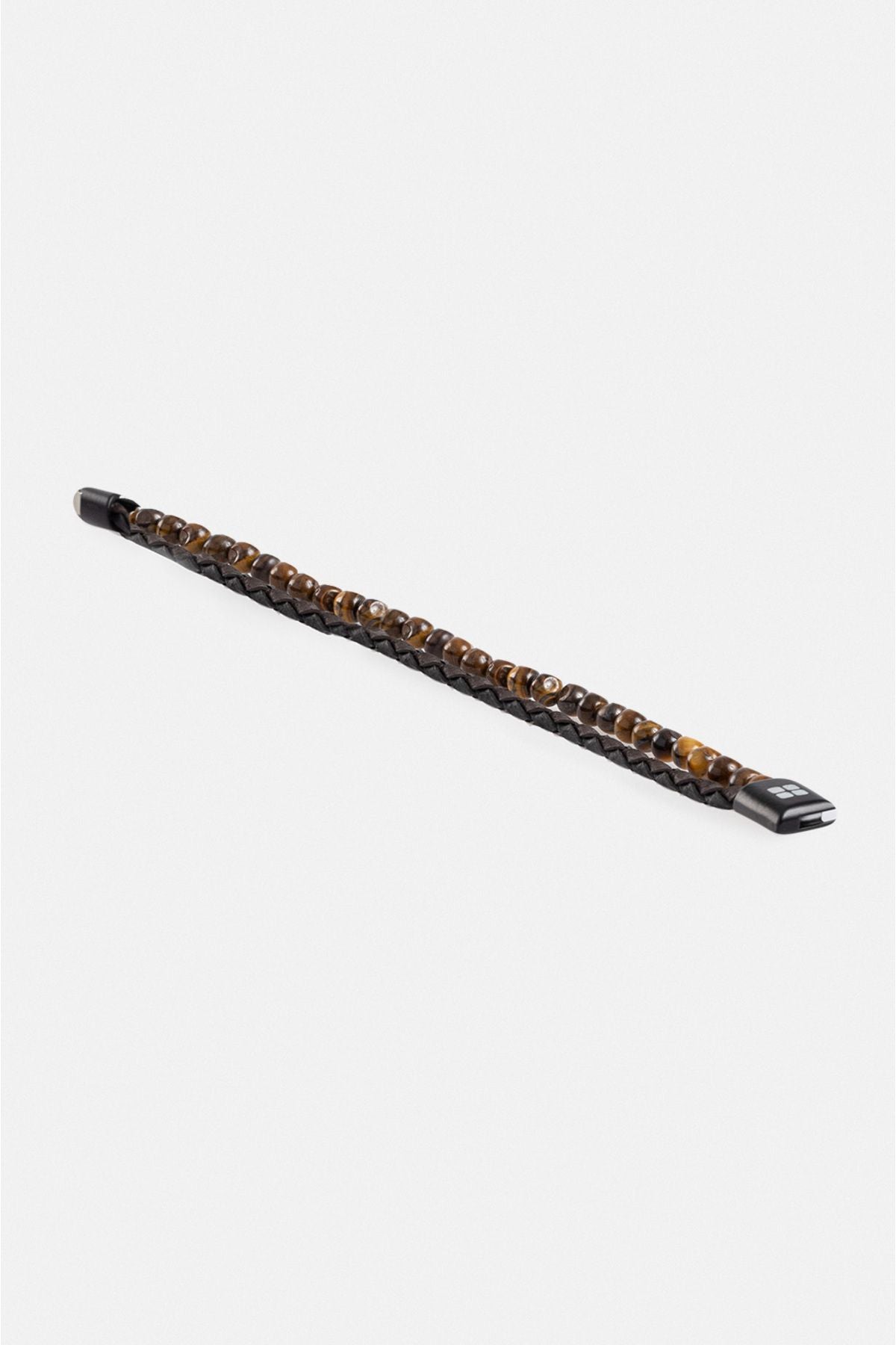 Men's Brown Stone and Leather Bracelet A31y9623