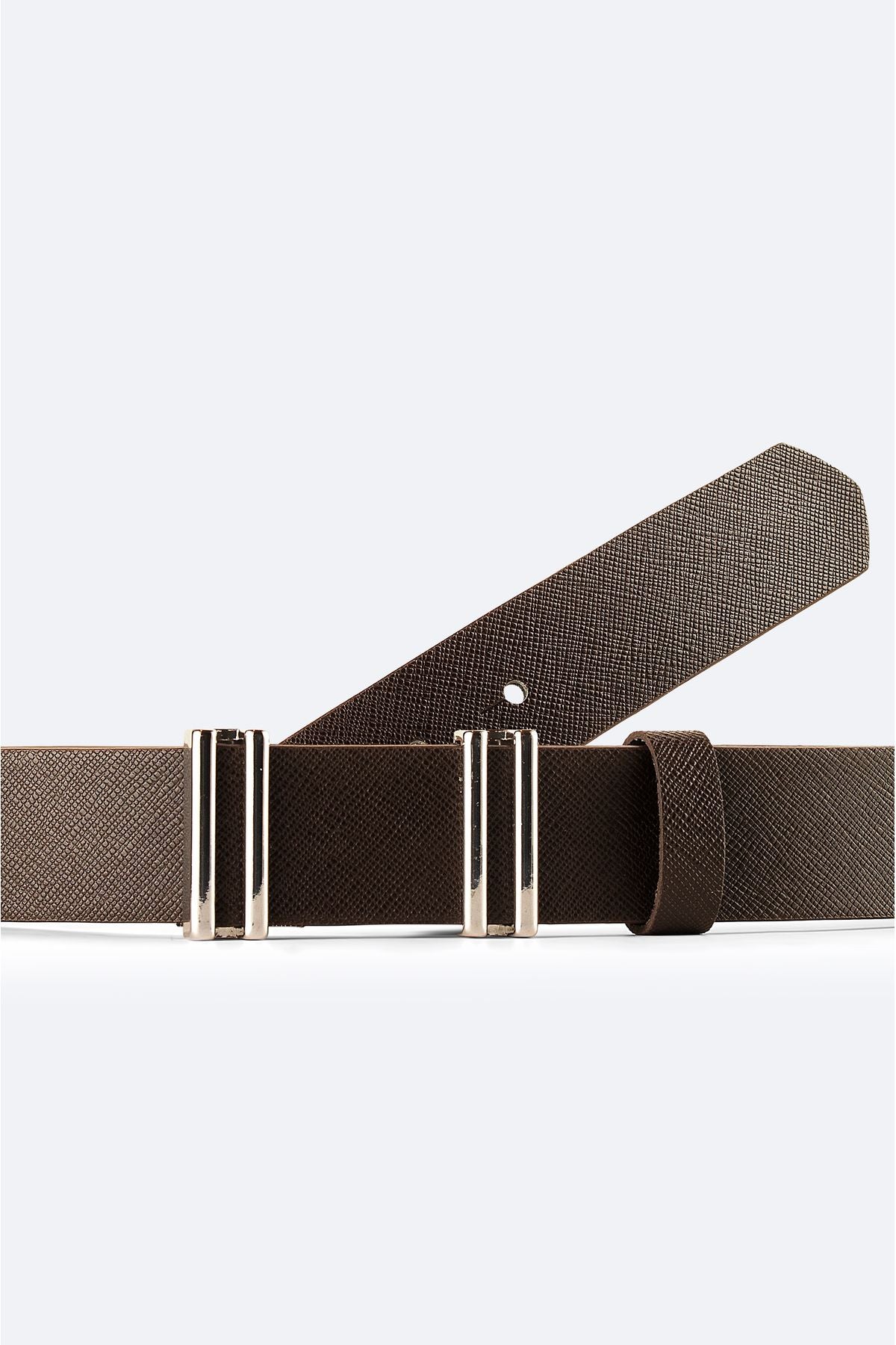 Men's Brown 100 %Leather textured belt A42y9304