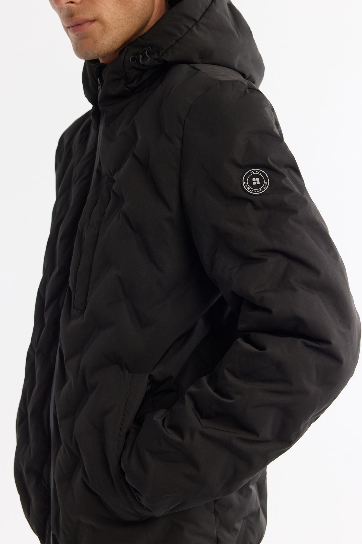 Men's black hooded water -driven windproof transport hanger Mont A42y6041