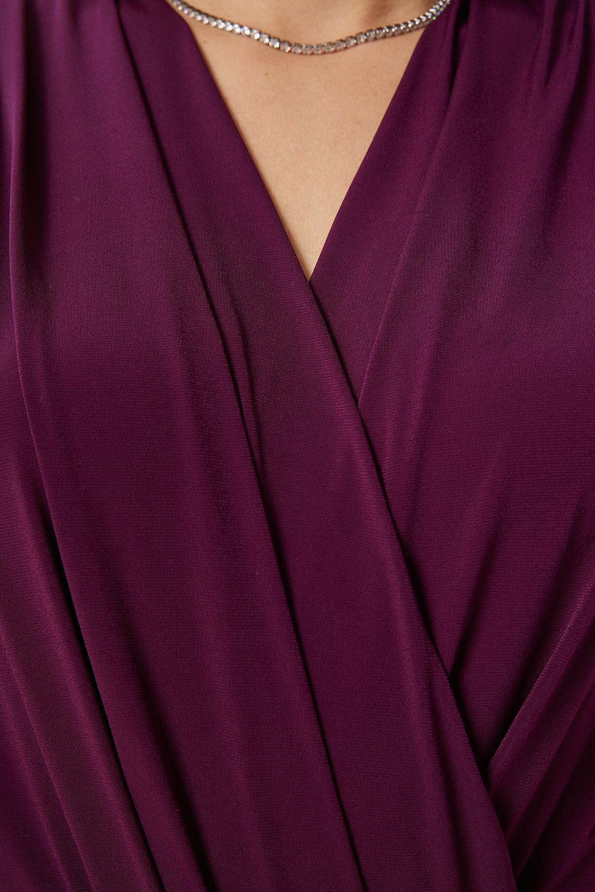 Woman Plum Anvelop Yaka Parent with Cytter Knitting Blouse ZH00014