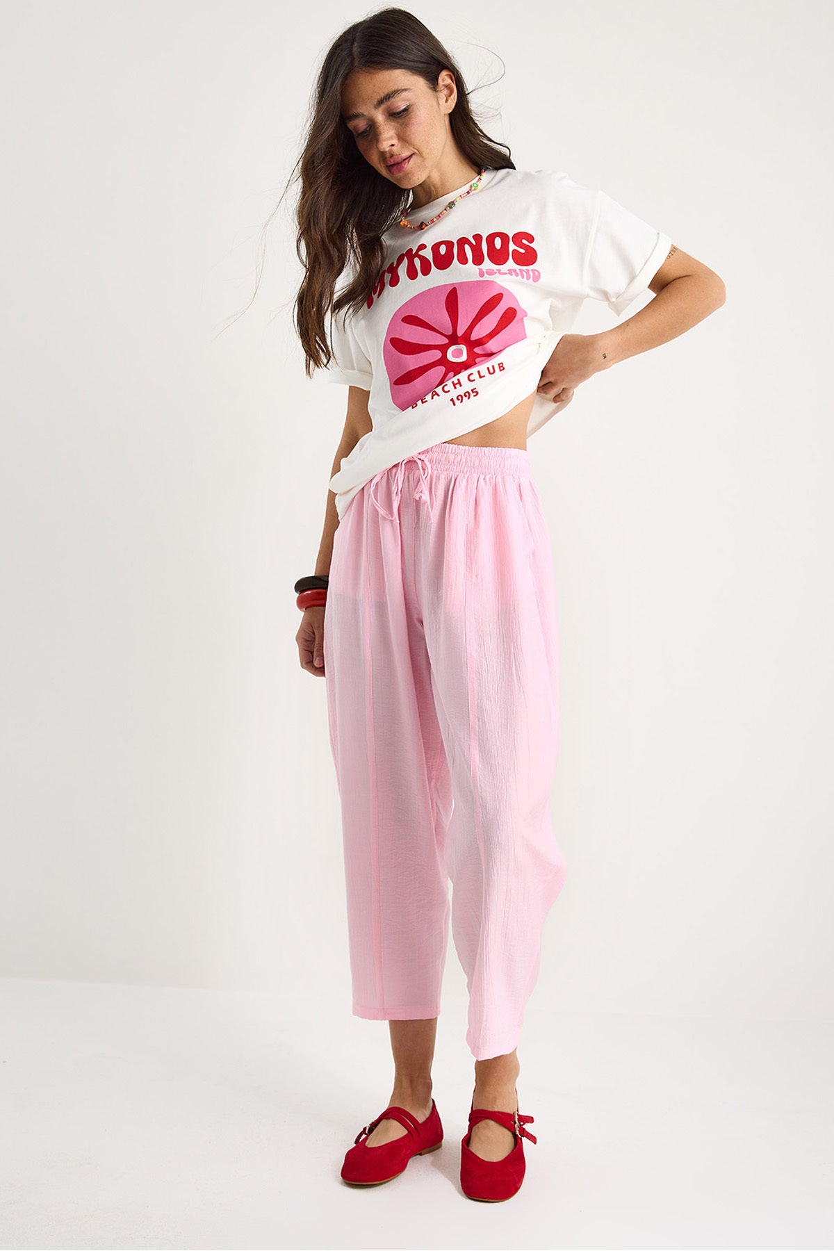 Women's Tie Waist Pocket Detailed Carrot Cut Summer Trousers 3878 60281041