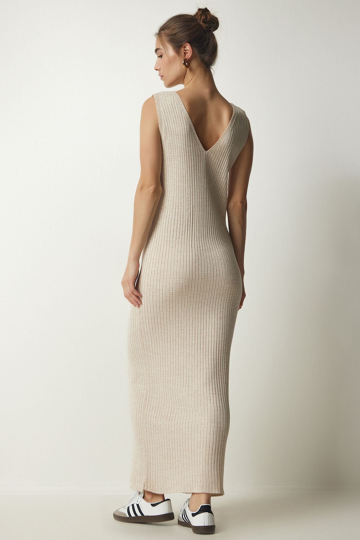 Female Beige Wick Knitwear Sweater Dress KG00006