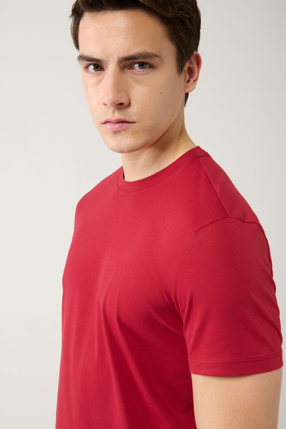 Men's Bordeaux 100 %Cotton Breathing Bicycle Yaka T-Shirt E001000