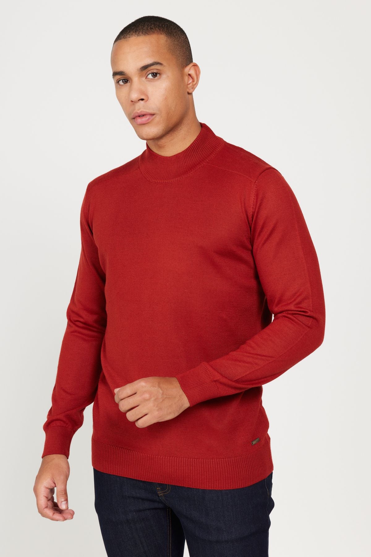 Men's Tile Standard Fit Normal Cut HALF FISHER YAKA KNIT