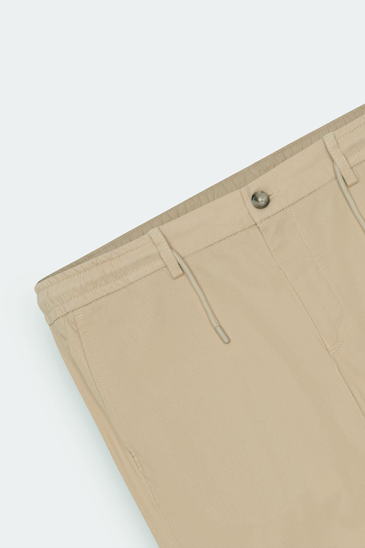 Men's Beige Comfort Fit Casual Cut Cotton Low Tinded Side Pocket Amelor Pants
