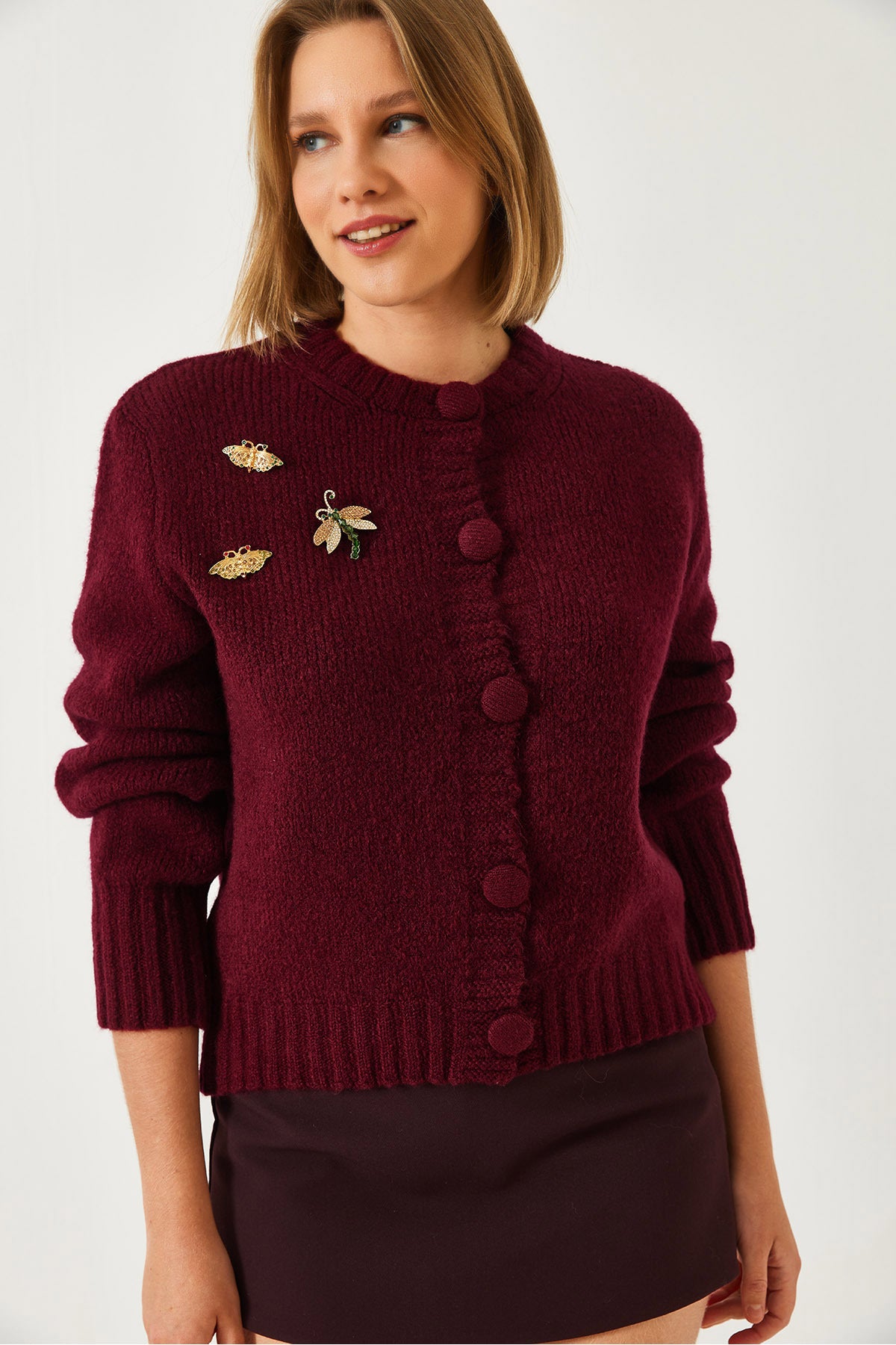 Women's Brooch Detailed Knitwear Cardigan 20246254