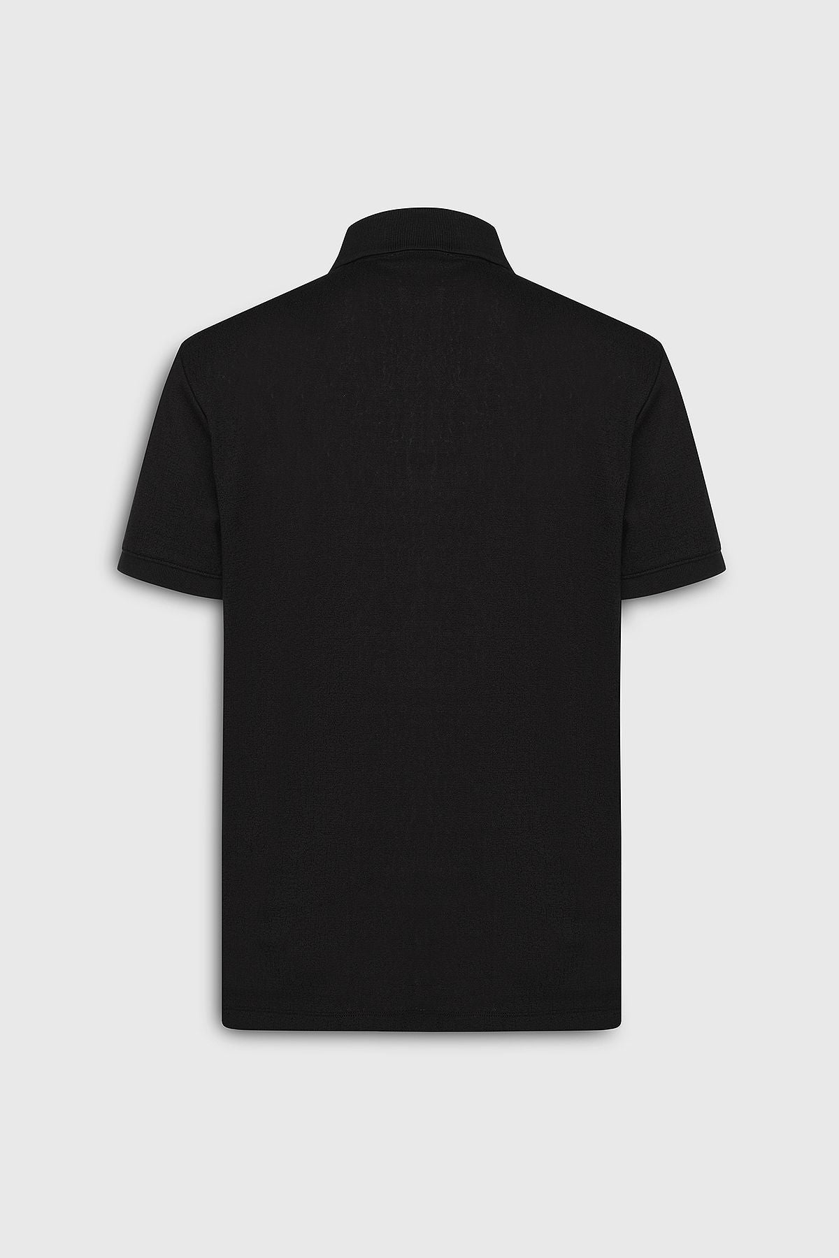 Men's black slim fit narrow cut cotton polo collar t -shirt