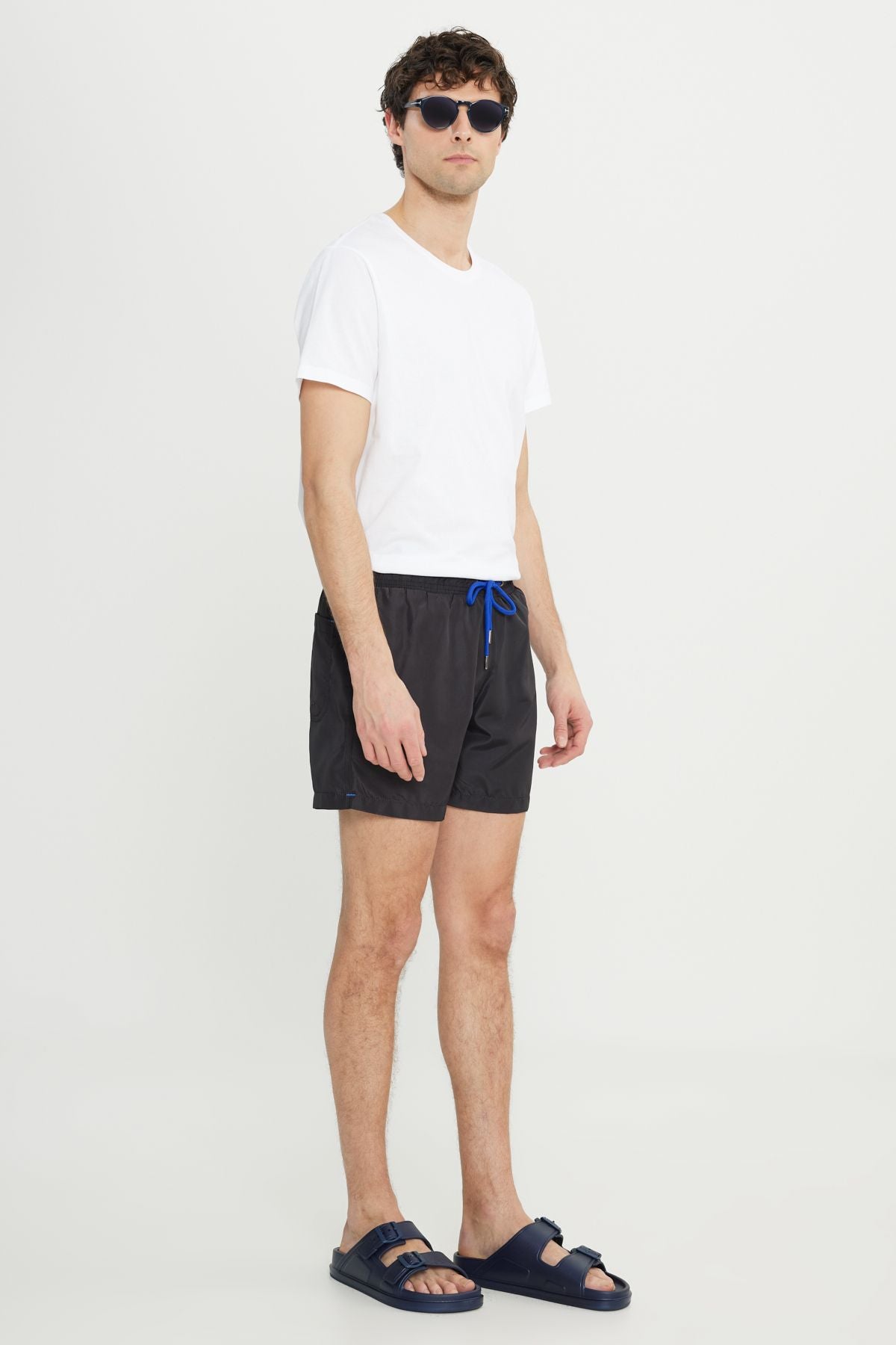 Men's Black Standard Fit Normal Cutting Fast Edge Side Patterned Sea Short Ma from Swimce