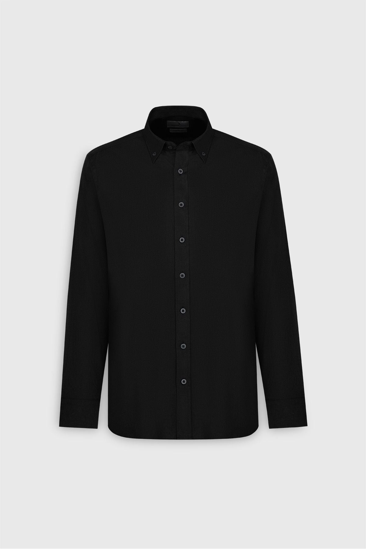 Men's Black Comfort Fit comfortable cut 100 %linen buttoned collar shirt