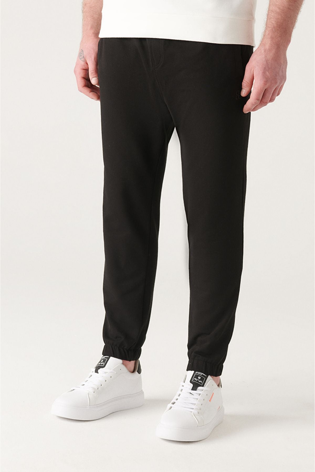 Men's Black Waist Laccik Side Pocket Tape 2 IP cotton tracksuits six E003403